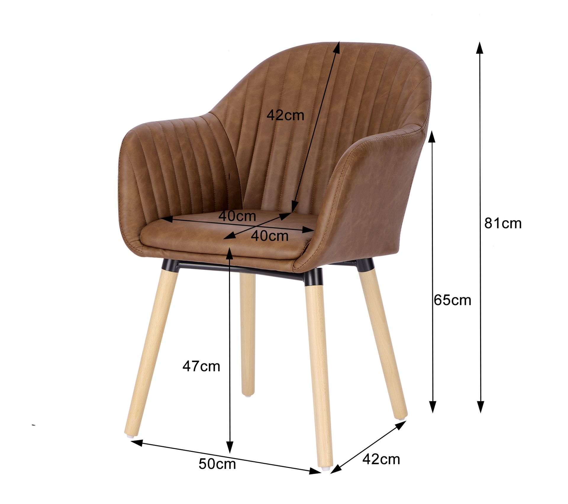 Chaise De Salle à Manger En Similicuir – Pieds En Bois – Pivotante 360° – Confortable Pour Bureau Ou Cuisine