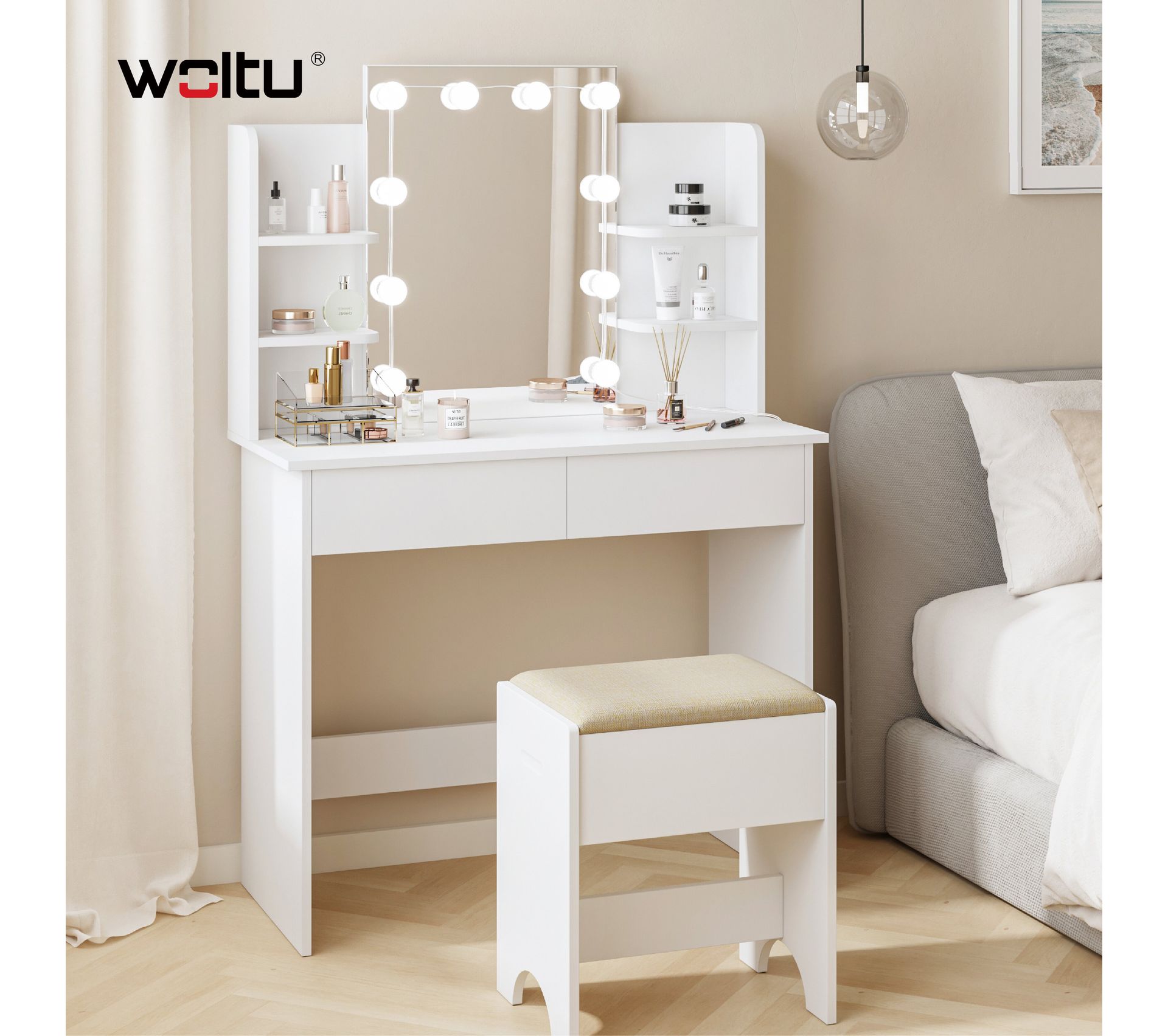 Coiffeuse Avec Miroir LED Luminosit R glable Table De Maquillage Coiffeuse Avec Miroir LED Luminosit R glable Table De Maquillage