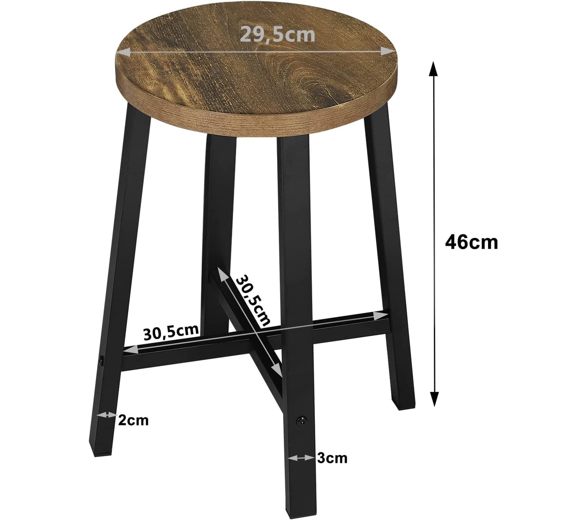 Lot De 4 Tabourets De Bar Industriels 76cm - Sièges Empilables Marron Rustique DUHOME