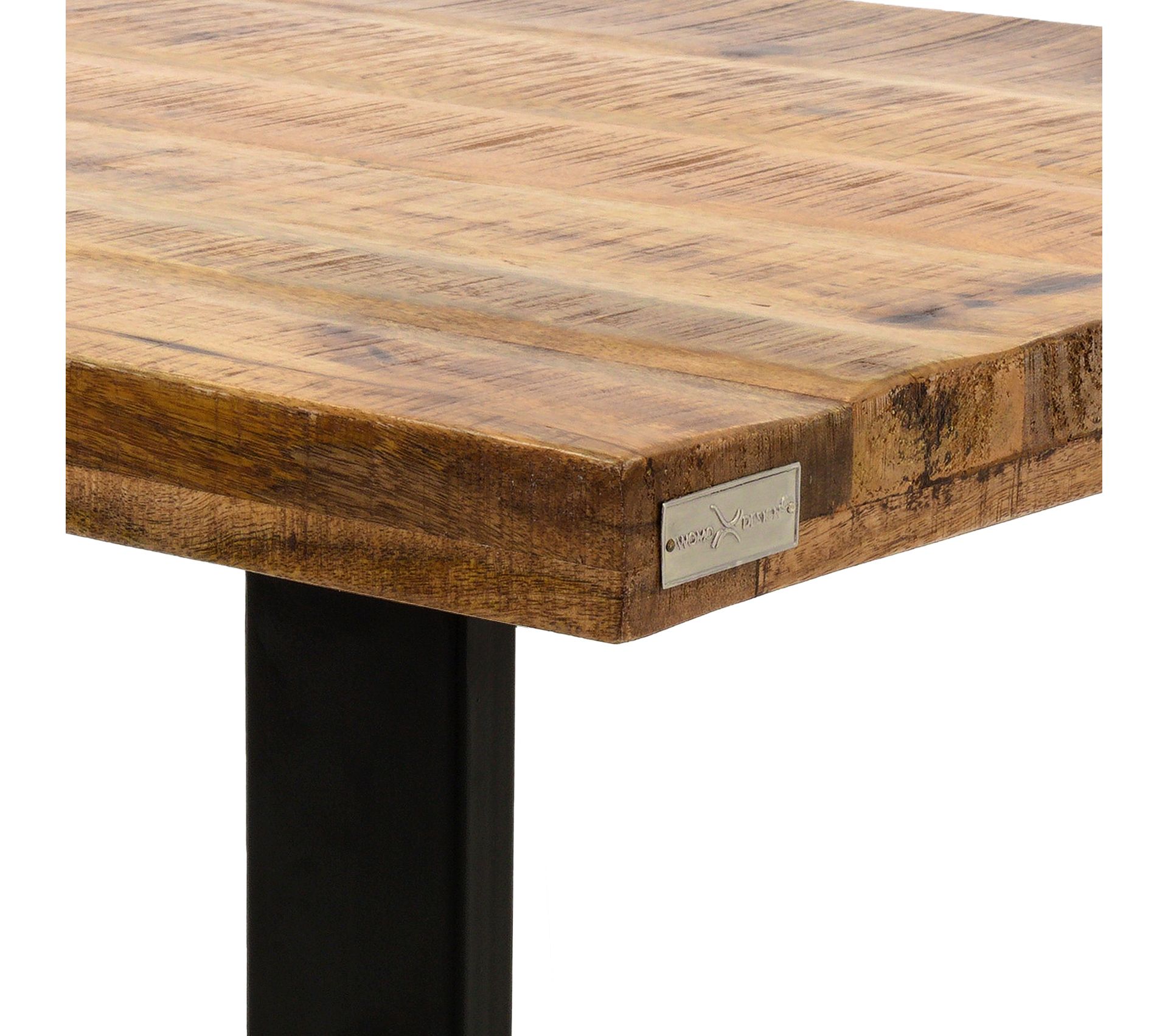 Table Basse Design Industriel En Bois De Mangue Massif 100x60x47cm