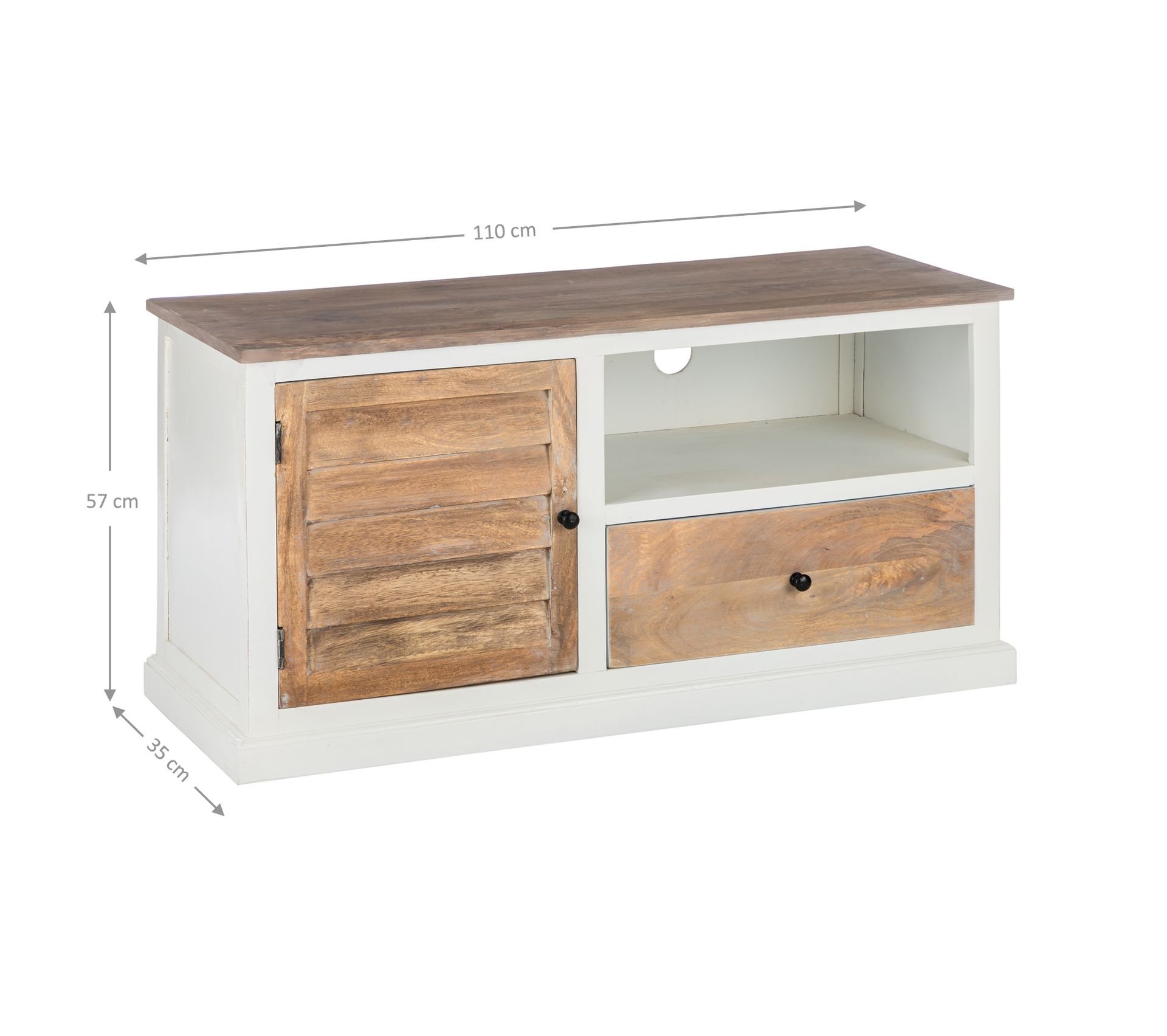 Meuble Bas TV Buffet Armoire Bois Massif De Manguier Kalkutta 110 cm Meuble TV BUT