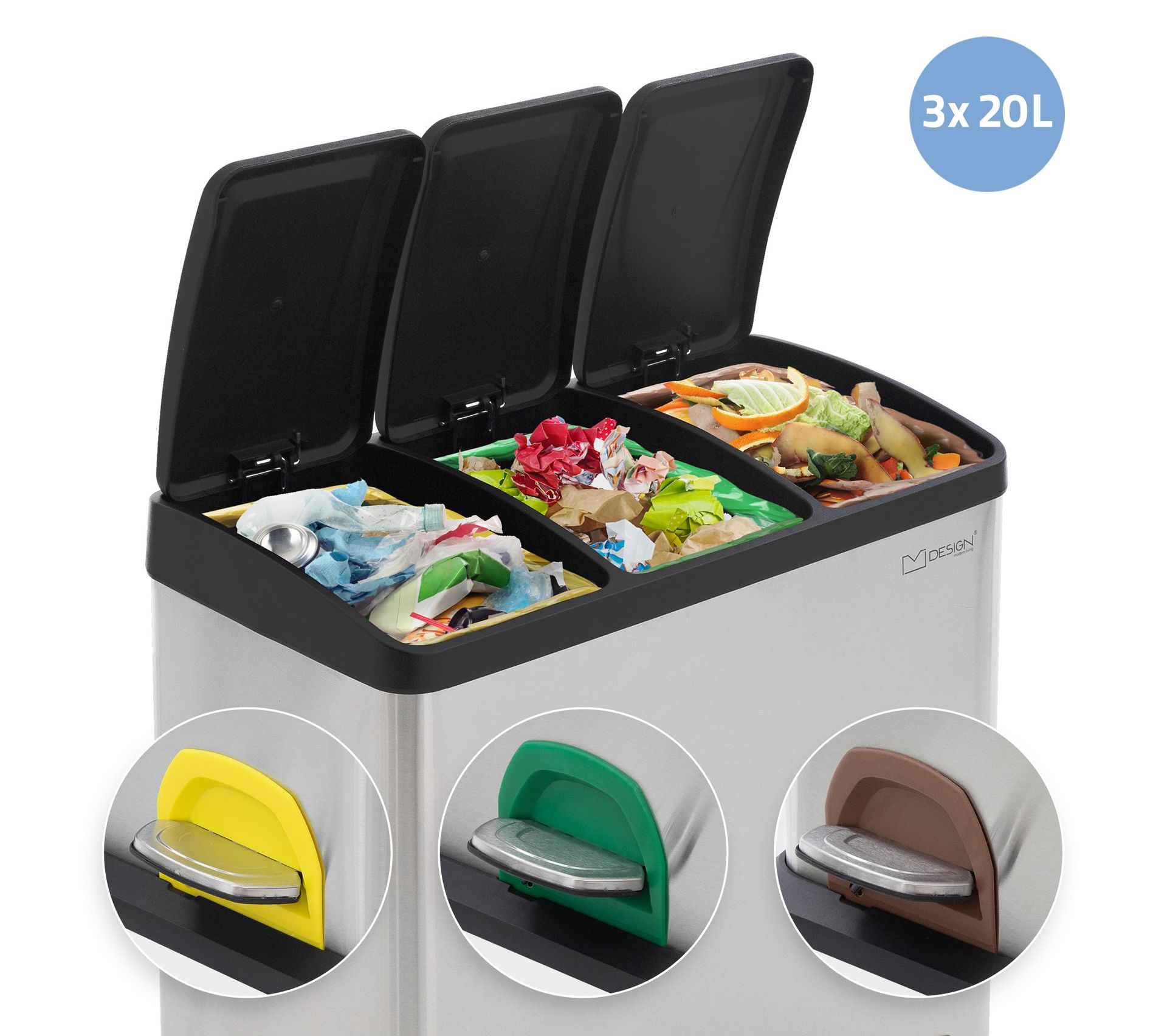 Poubelle Cuisine 60L à Couvercle Balançoire - Plastique, 41x41x68 Cm, Plusieurs Couleurs, Multifonction