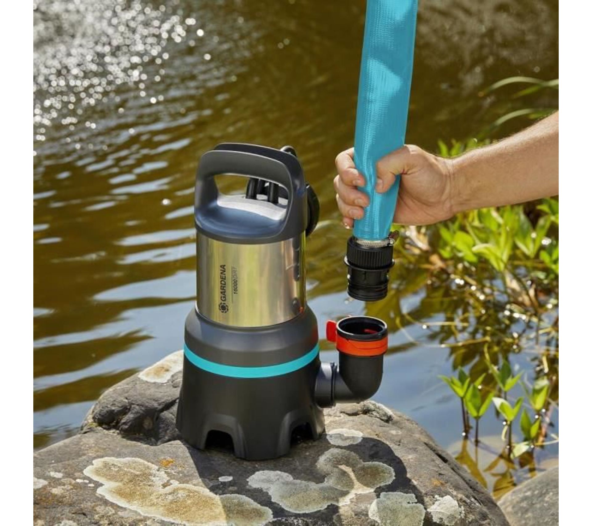 Pompe D'Évacuation Submersible GARDENA 15000 - Pour Eaux Claires Et Chargées, 550W, Débit 15000 L/h
