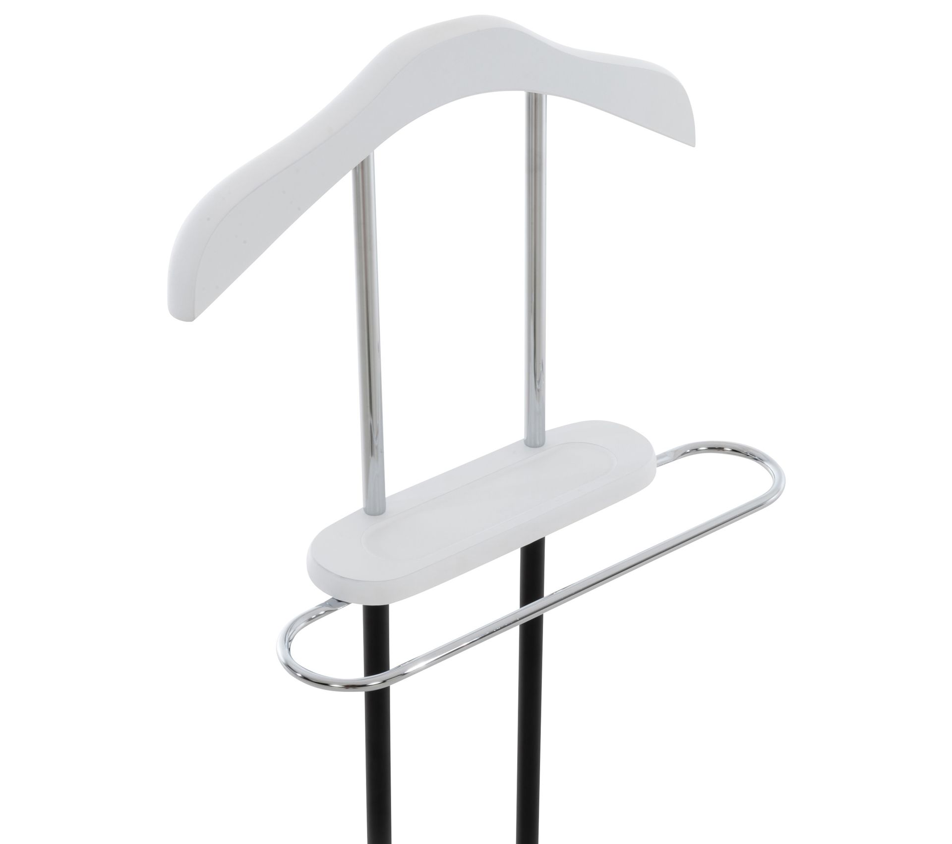 Valet De Chambre à Roulettes - H105cm X L44cm X P29cm - Bois Coloris Blanc Neutral