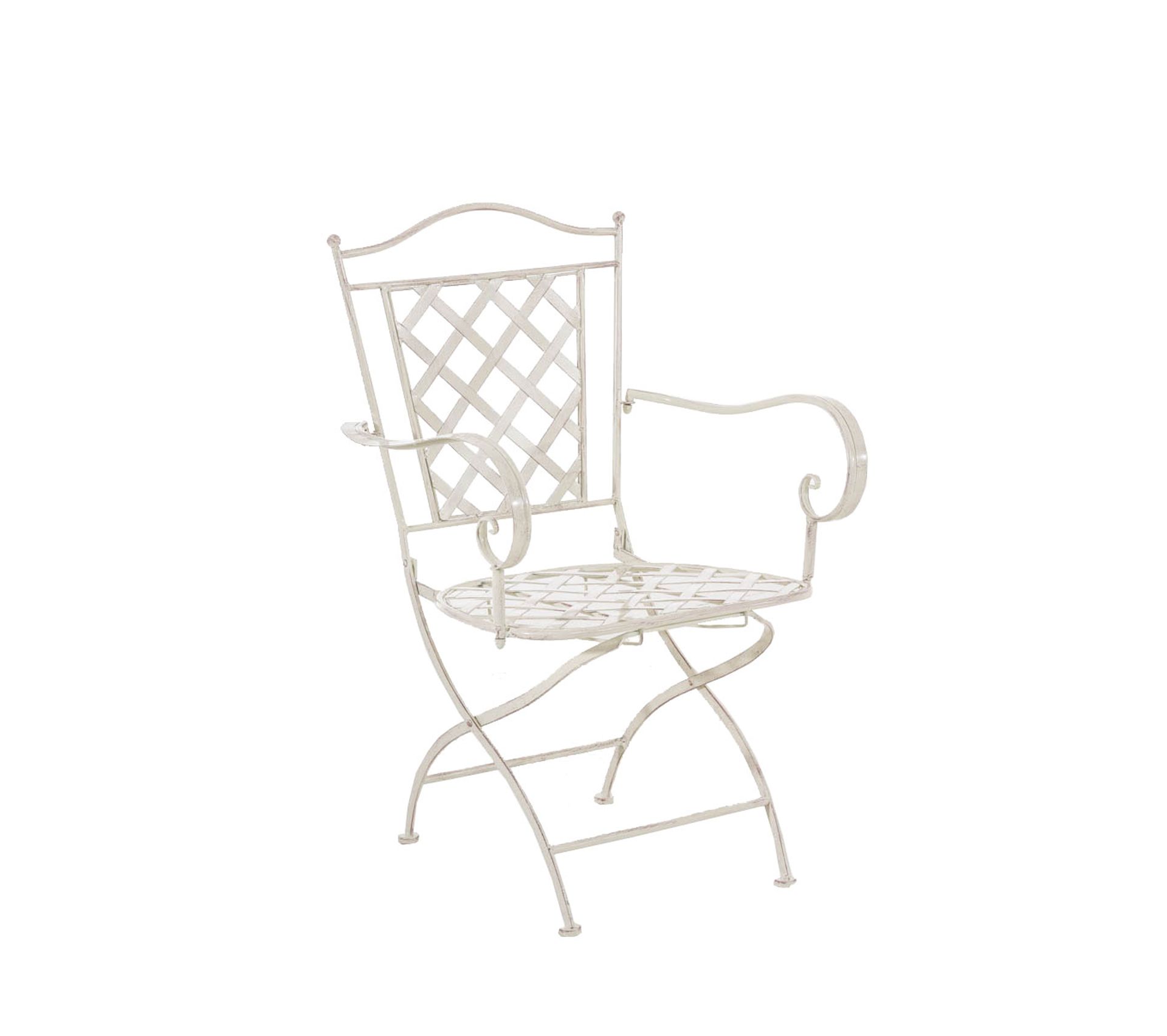 Fauteuil De Jardin Aubaho, Fer, Style Antique, Crème/blanc, 72x94x56cm, 15kg