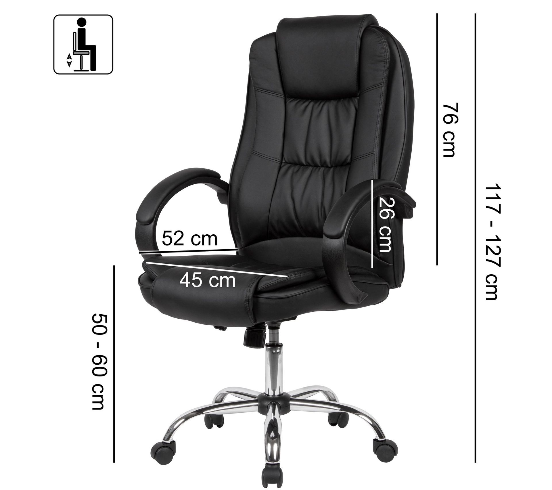 Fauteuil De Bureau Gaming Sport - Similicuir Noir/Blanc/Bleu - Accoudoirs Repliables - Mécanisme Bascule - Charge Max 120 Kg - Hjh OFFICE