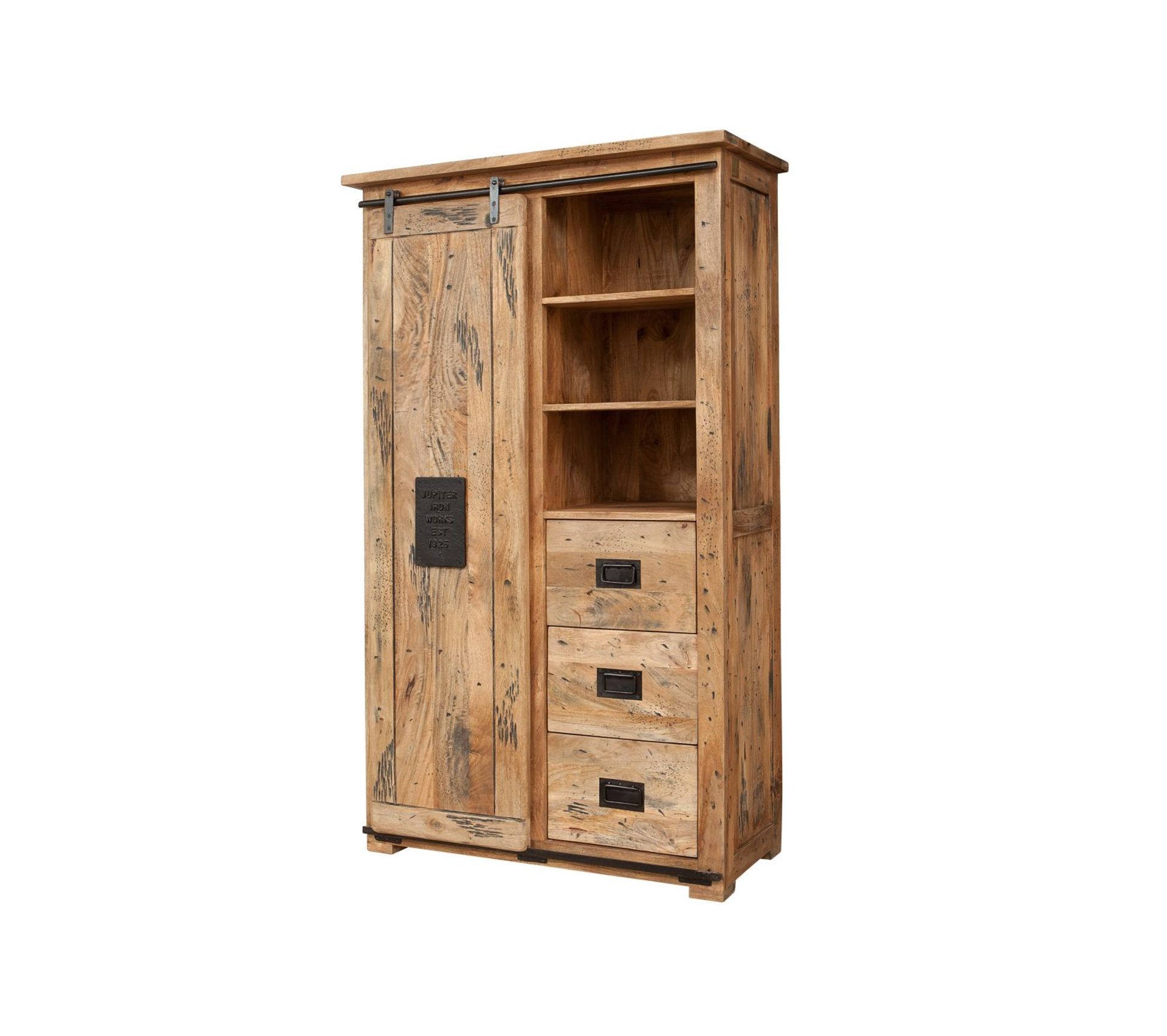 Armoire/buffet (1 Porte/3 Tiroirs) Manguier Laqué (bois Naturel) Railway 114 Buffet BUT