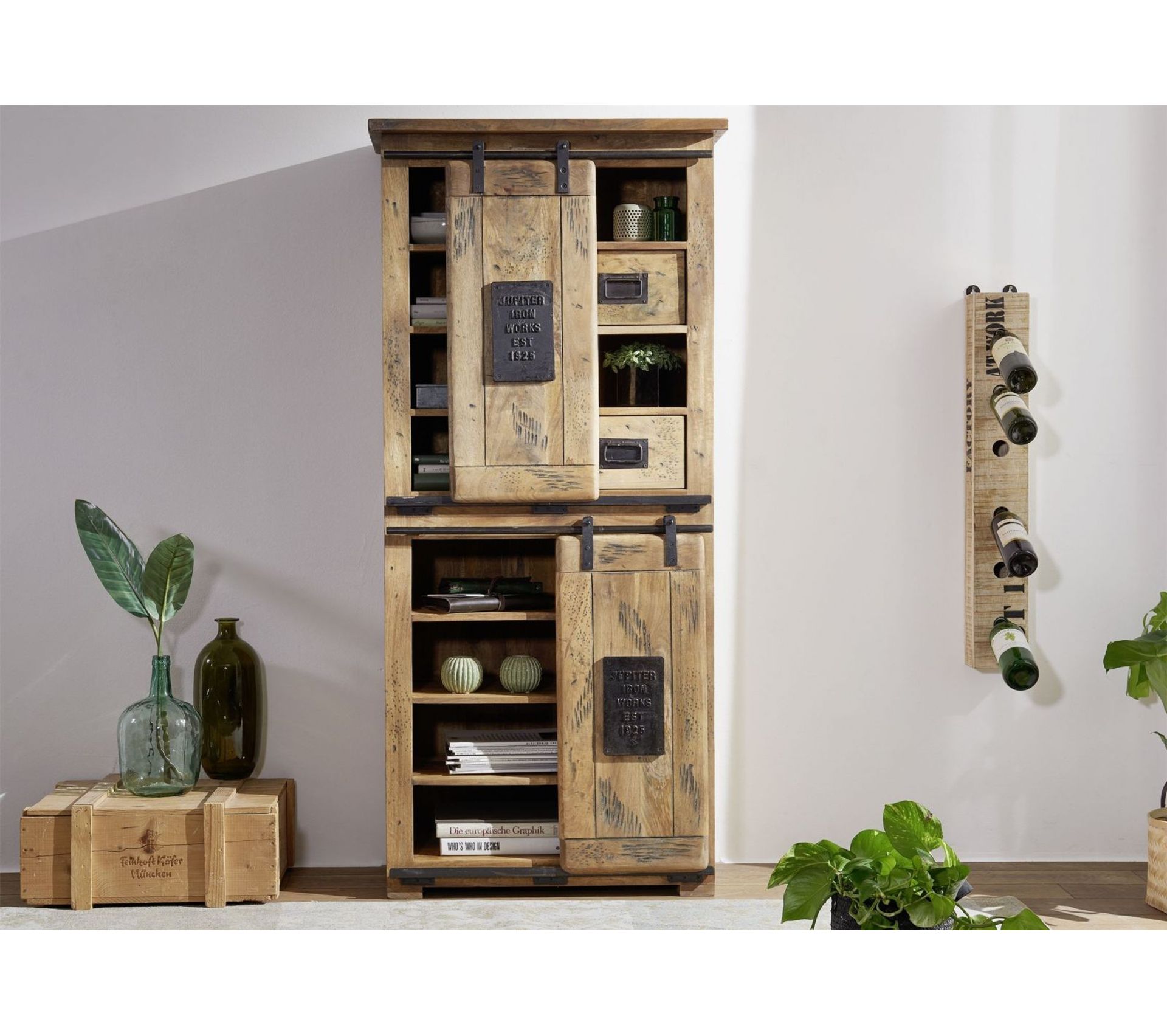 Armoire/buffet (2 Portes/2 Tiroirs) Manguier Laqué (bois Naturel) Railway 117 Buffet BUT