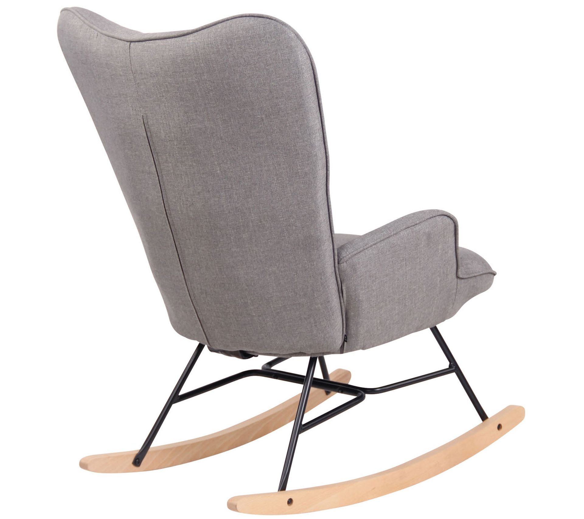 Fauteuil à Bascule Sanka CLP - Tissu Noir, Piètement Métal Et Patins Bois, Confortable, Capacité 150kg