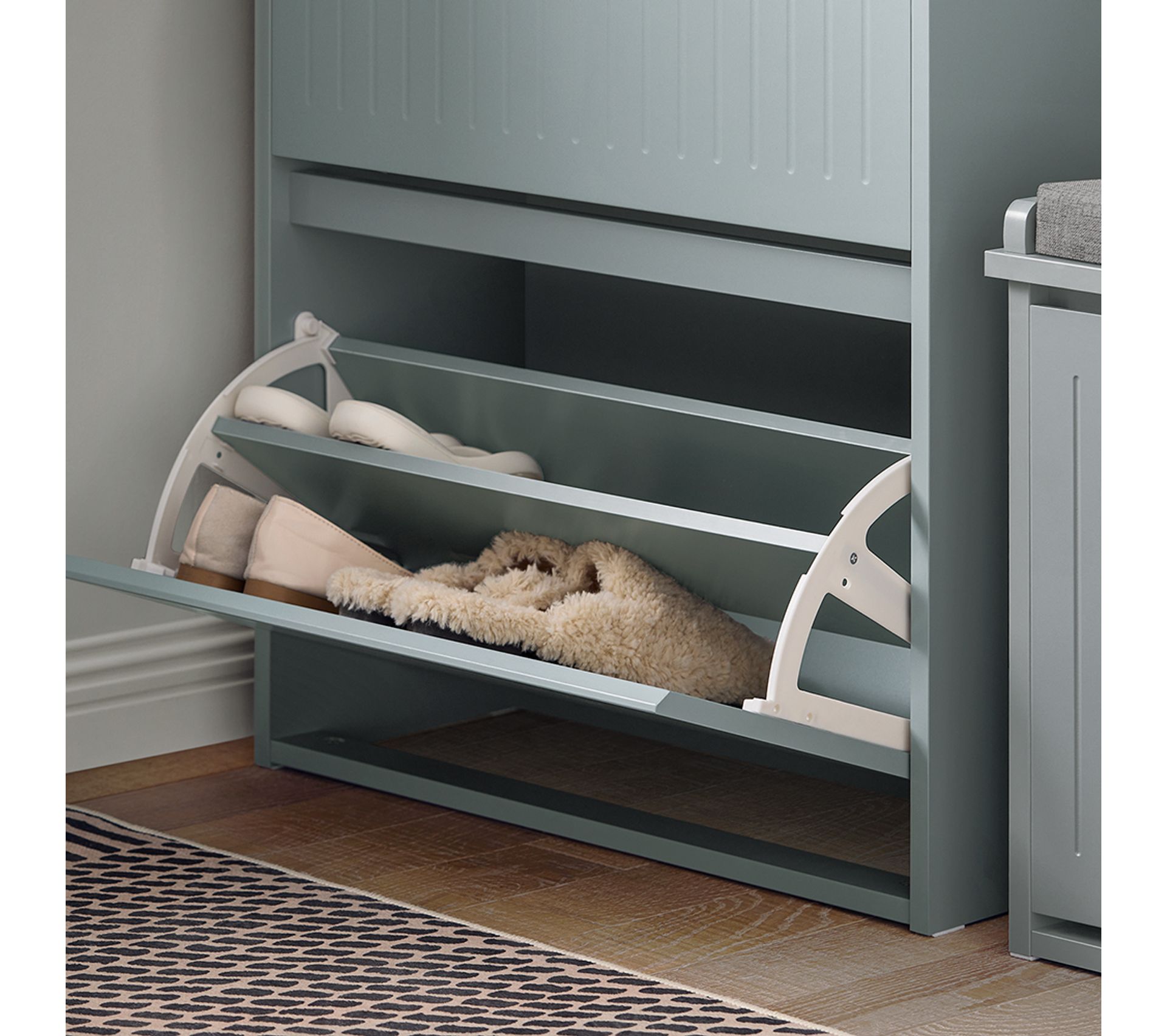 Gewudraw Étagère à chaussures à 2 niveaux, organiseur de chaussures pour placard, étagère en métal de 71,1 cm, extensible jusqu'à 106,7 cm, pour chambre à coucher, entrée, placard, garage, réglable