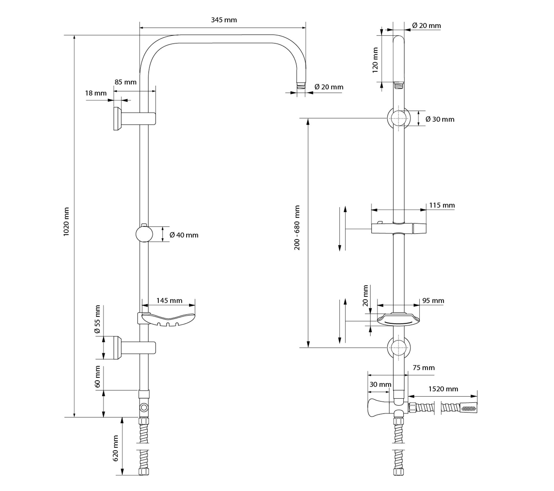 Douche En Acier Inox à Effet Pluie De Tête Pomme Pommeau Douchette 20cm