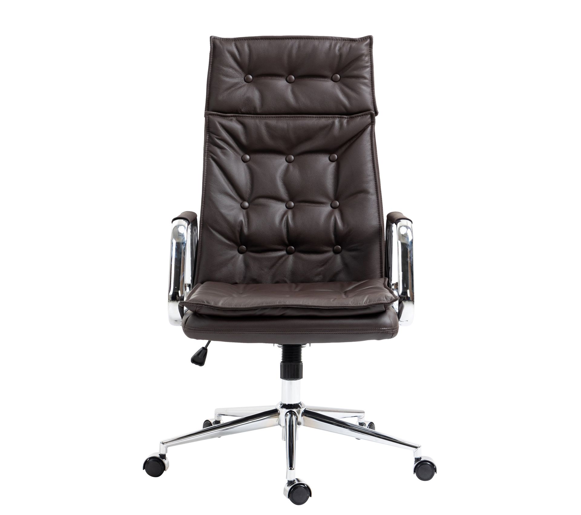 Fauteuil De Bureau Sotira En Véritable Cuir Ajustable Et Pivotant Marron Chaise Fauteuil