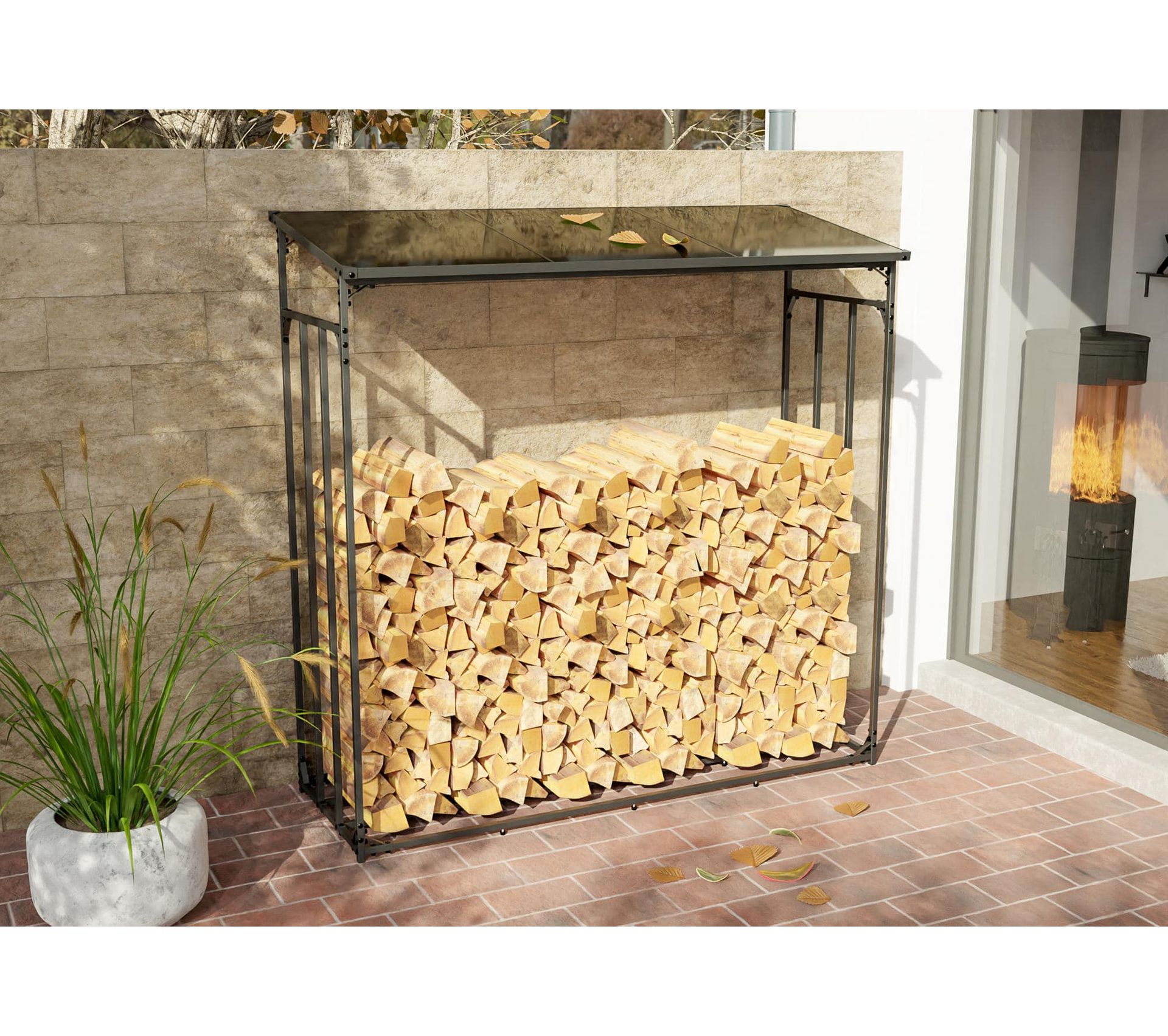 Abri Pour Bois De Chauffage Ruston En Acier Galvanisé Xxl Chauffage BUT
