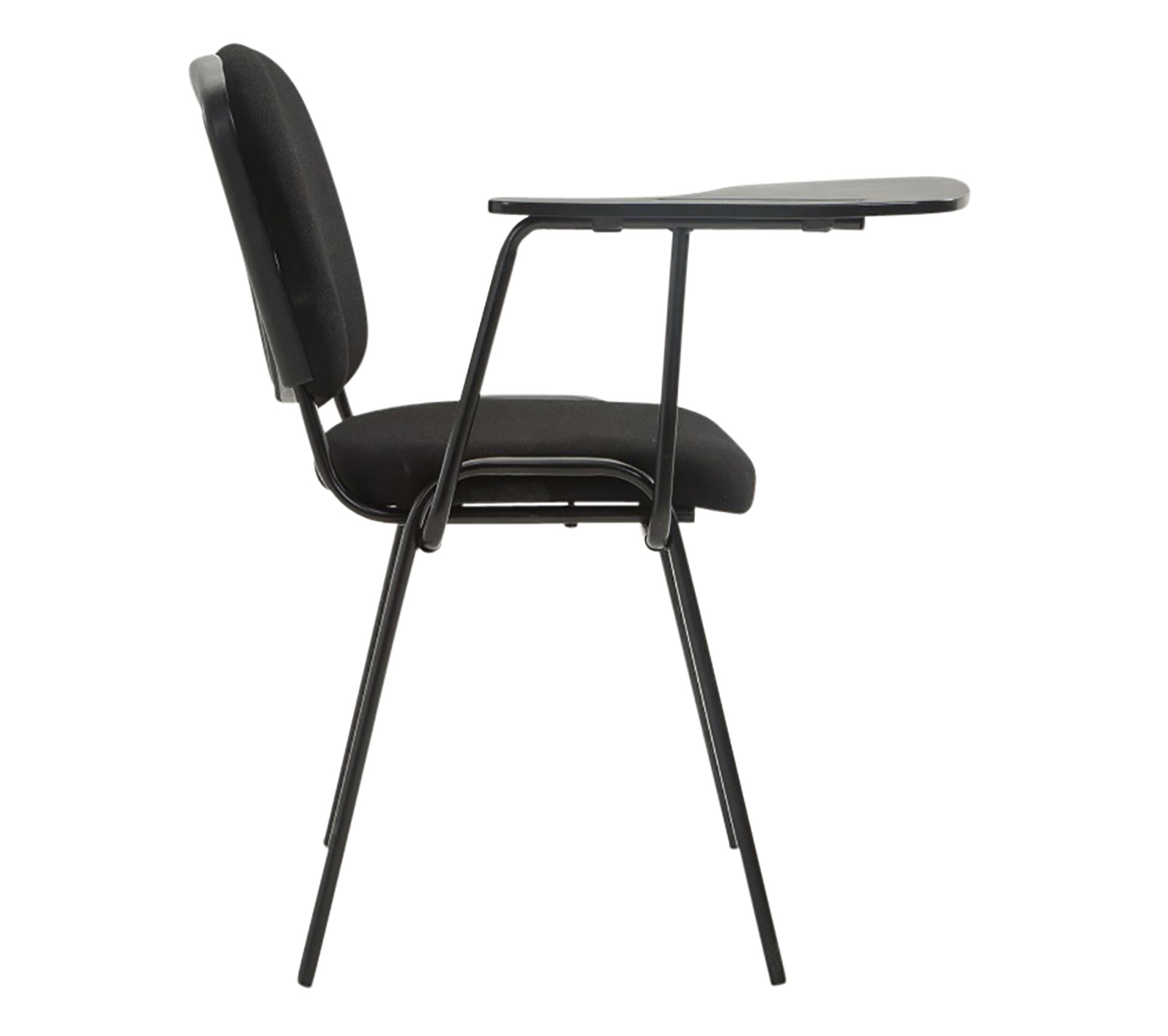 4 Chaises Visiteur CLP Similicuir Noir Avec Tablette Rabattable - Pieds Métal, Support 120kg, Bureau/Réunion