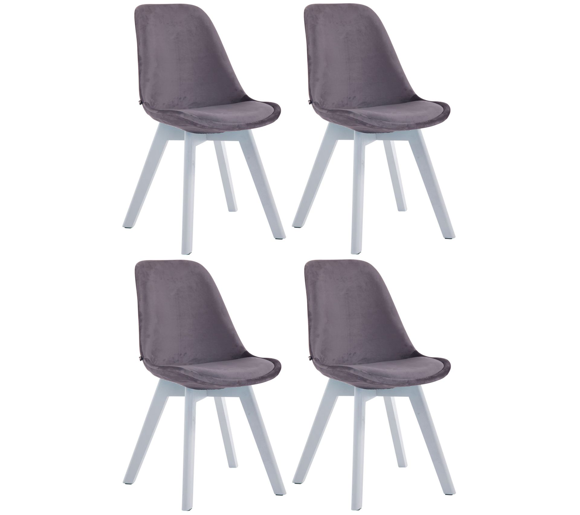 Lot De 4 Chaises De Salle À Manger Borneo V2 En Velours Gris Foncé