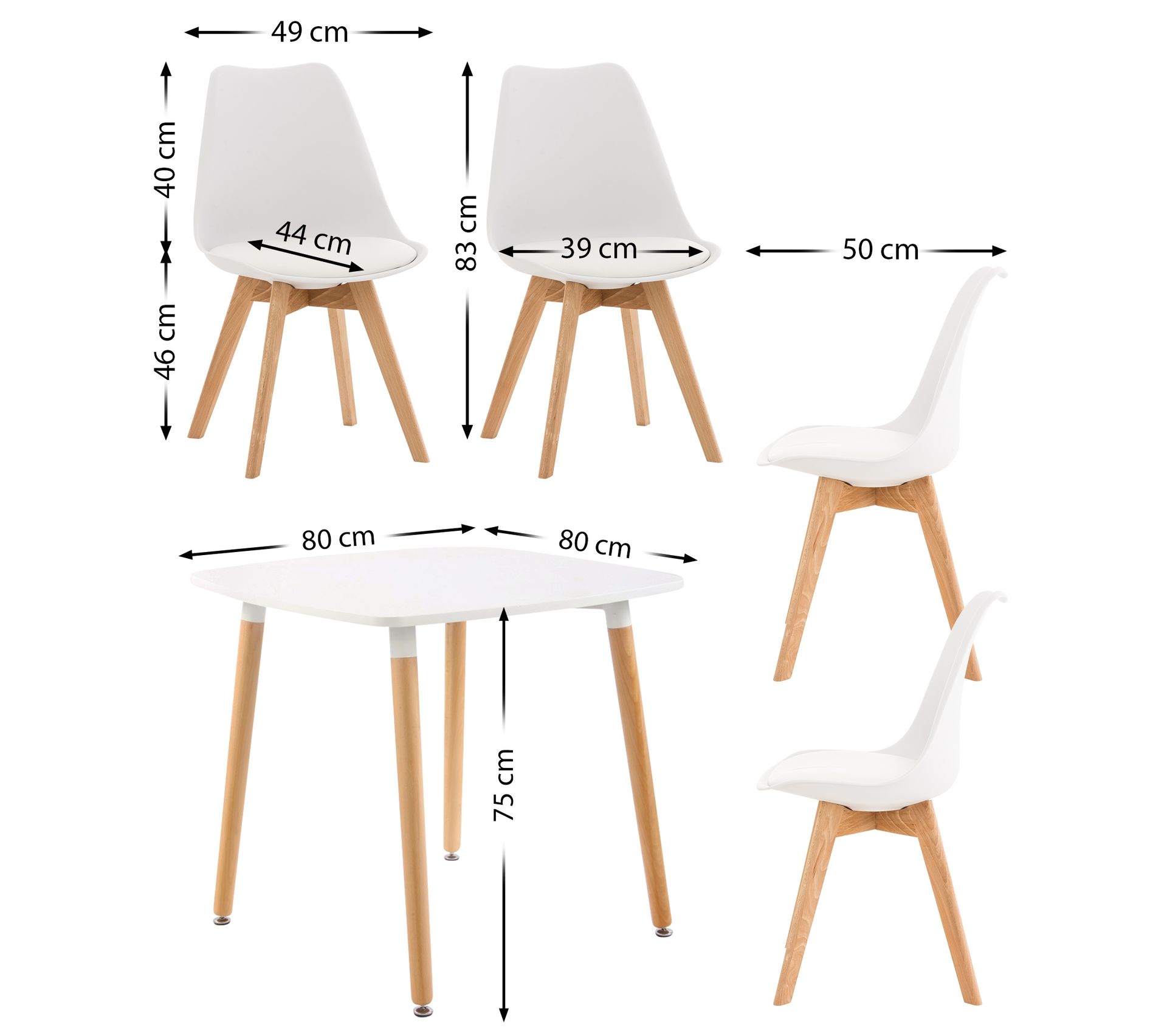Set Salle à Manger 4 Places - Table 120x60cm Et 4 Chaises - Style Moderne, Pieds Métal, Plateau Vintage