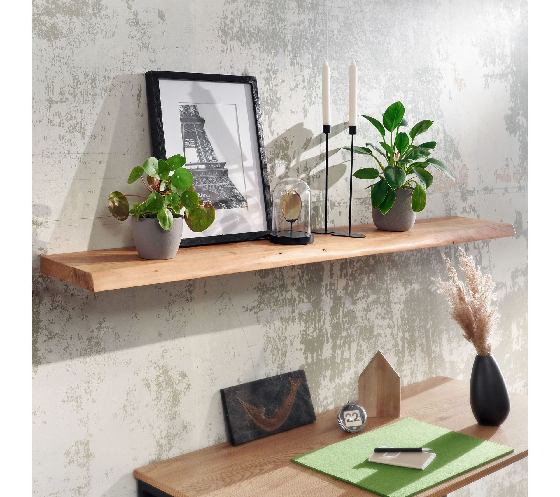 Étagère Murale Gris Béton 100x25x50 Cm - Matériau Bois - Pour Cuisine, Salle De Bain, Salon - Portée 20 Kg
