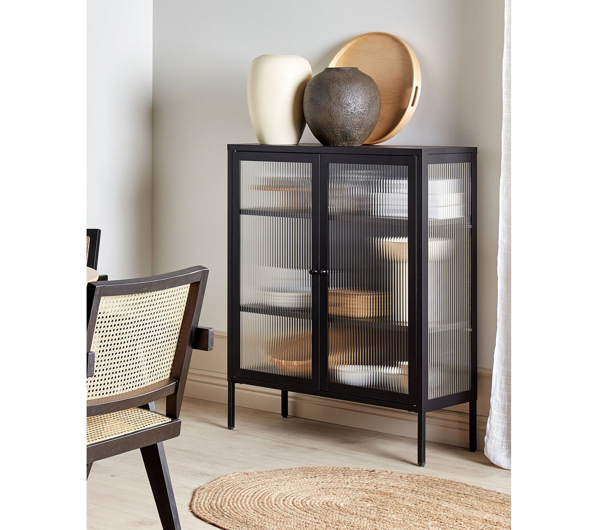 Armoire à Vitrine En Acier Noir Lerryn Vaisselier et vitrine BUT