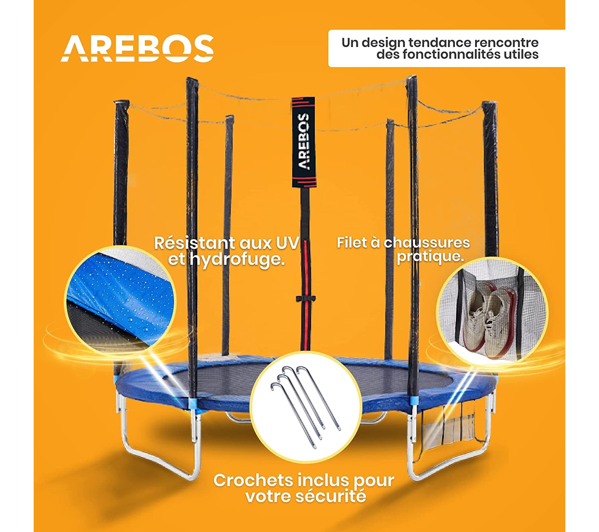 Trampoline De Jardin Trampolines De Loisirs Ø 244cm Kit Complet Avec