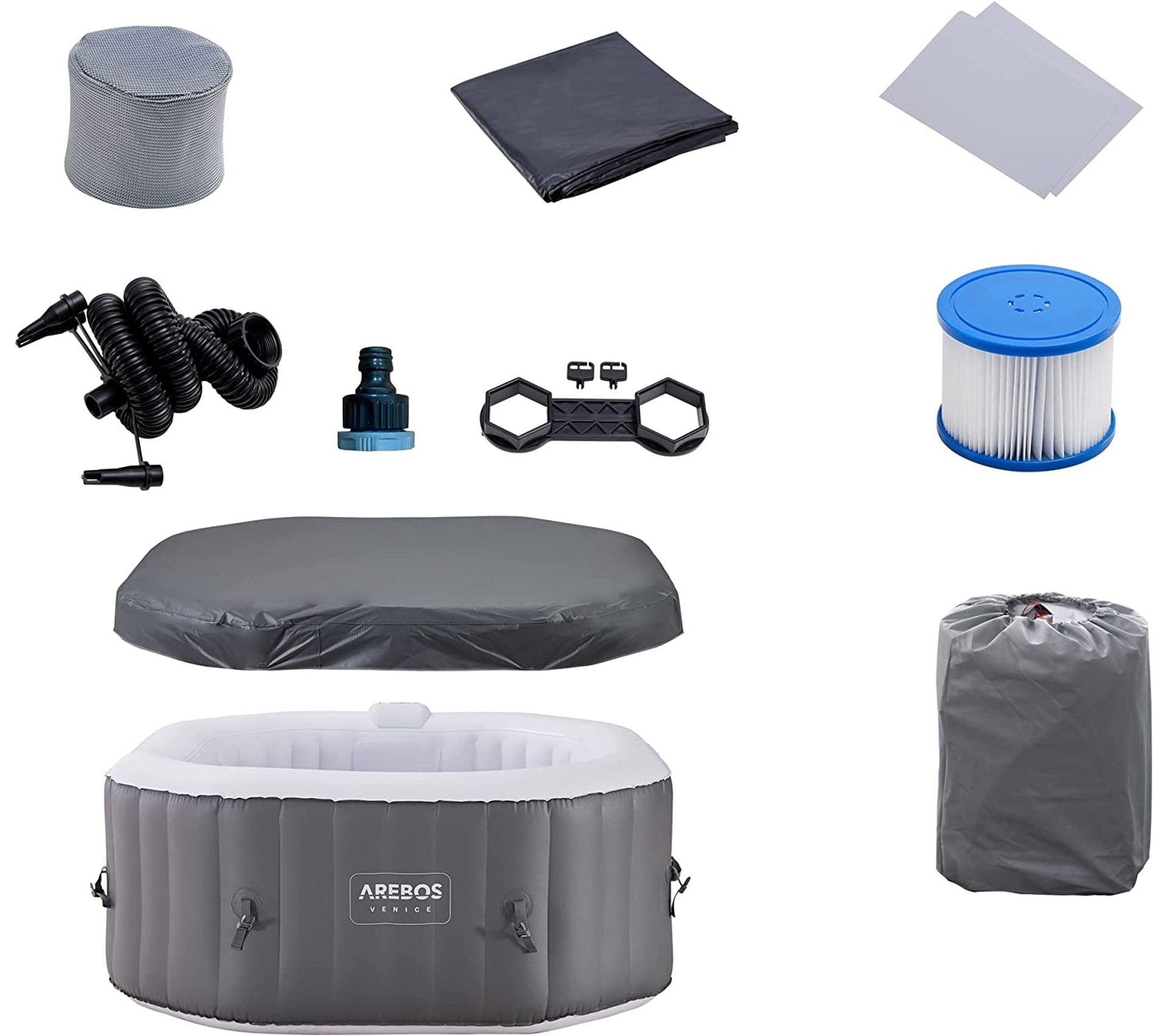 Spa Gonflable 154x154 Cm 4 Personnes 110 Jets De Massage Avec Chauffage