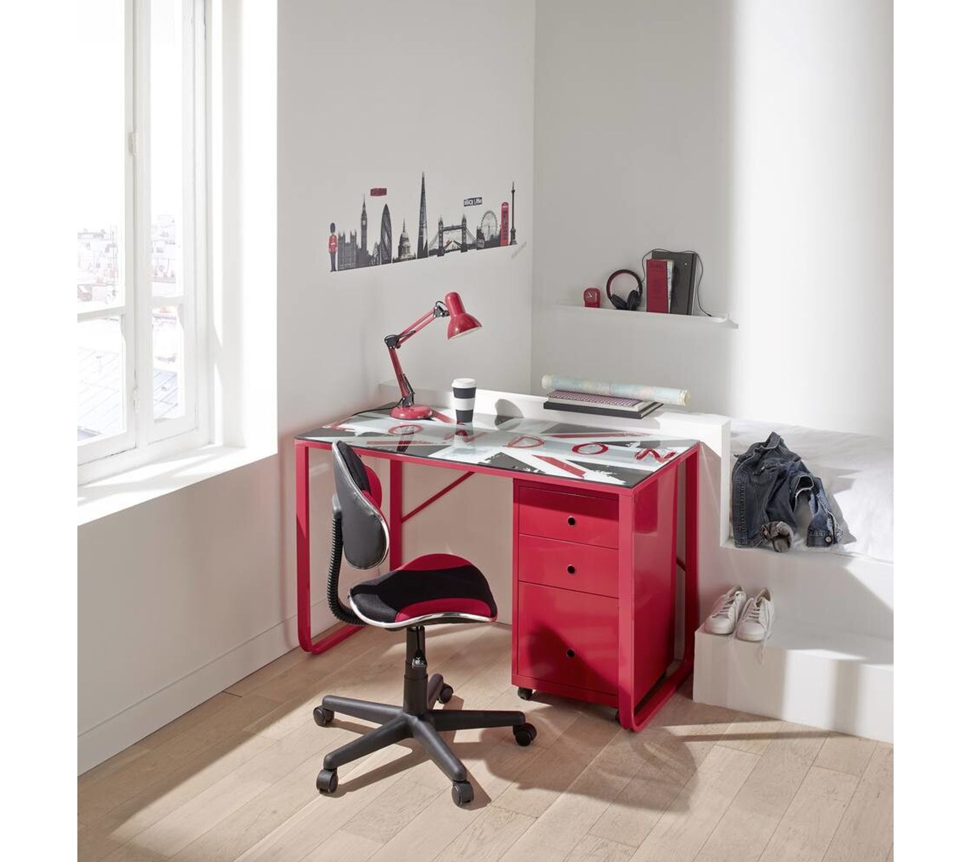 Chaise Dactylo Frogg Rouge Et Noir Chaise Fauteuil Bureau But
