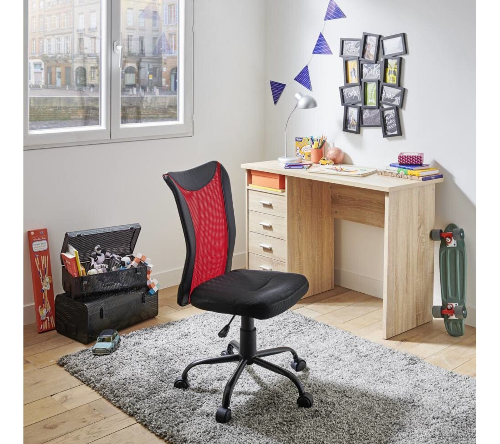 Fauteuil De Bureau Comett Noir Rouge Chaise Fauteuil Bureau But