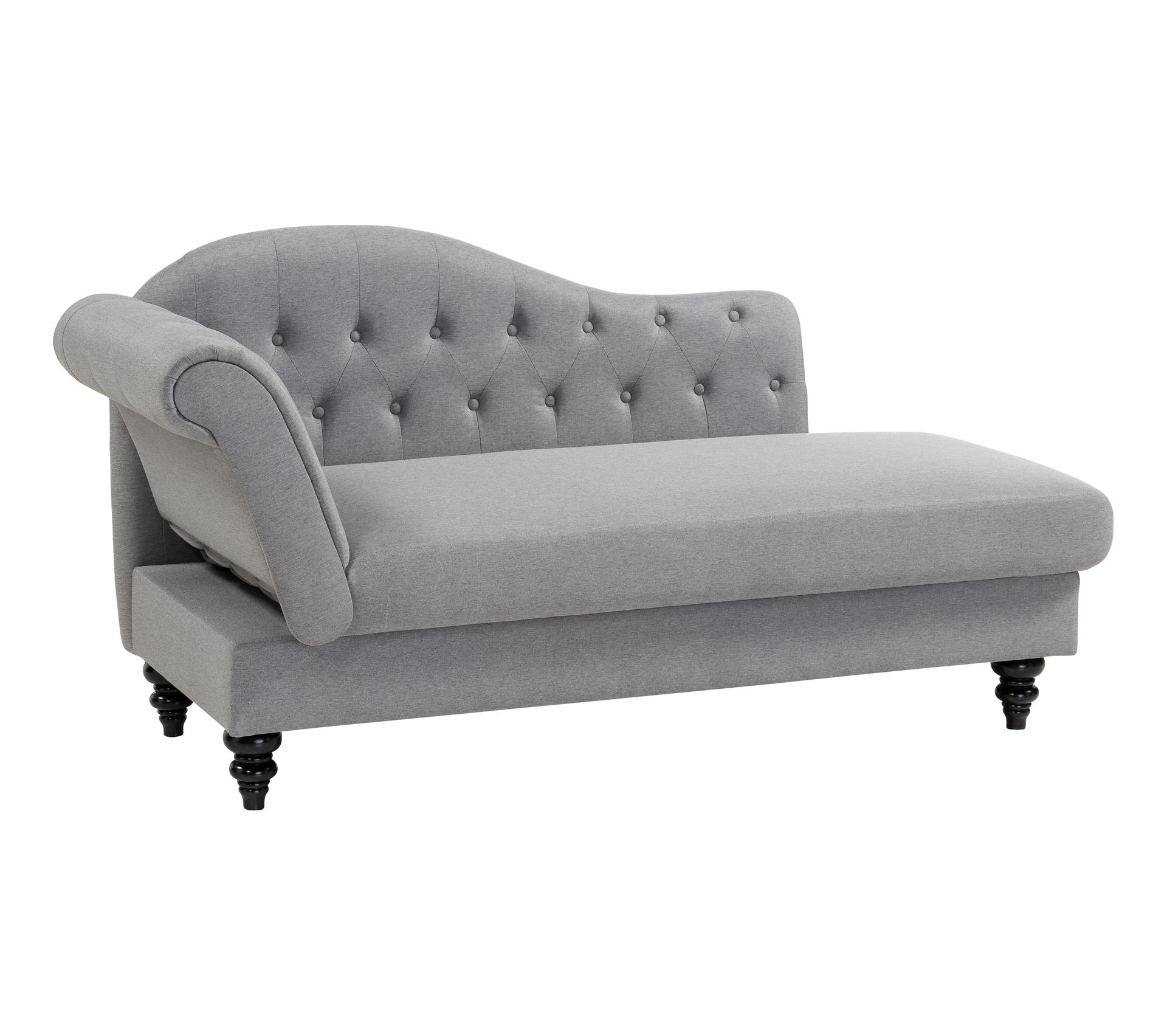 Méridienne Gauche Convertible Gris Clair Avec Coffre — Canapé 1 Place Qui Se Transforme En Lit