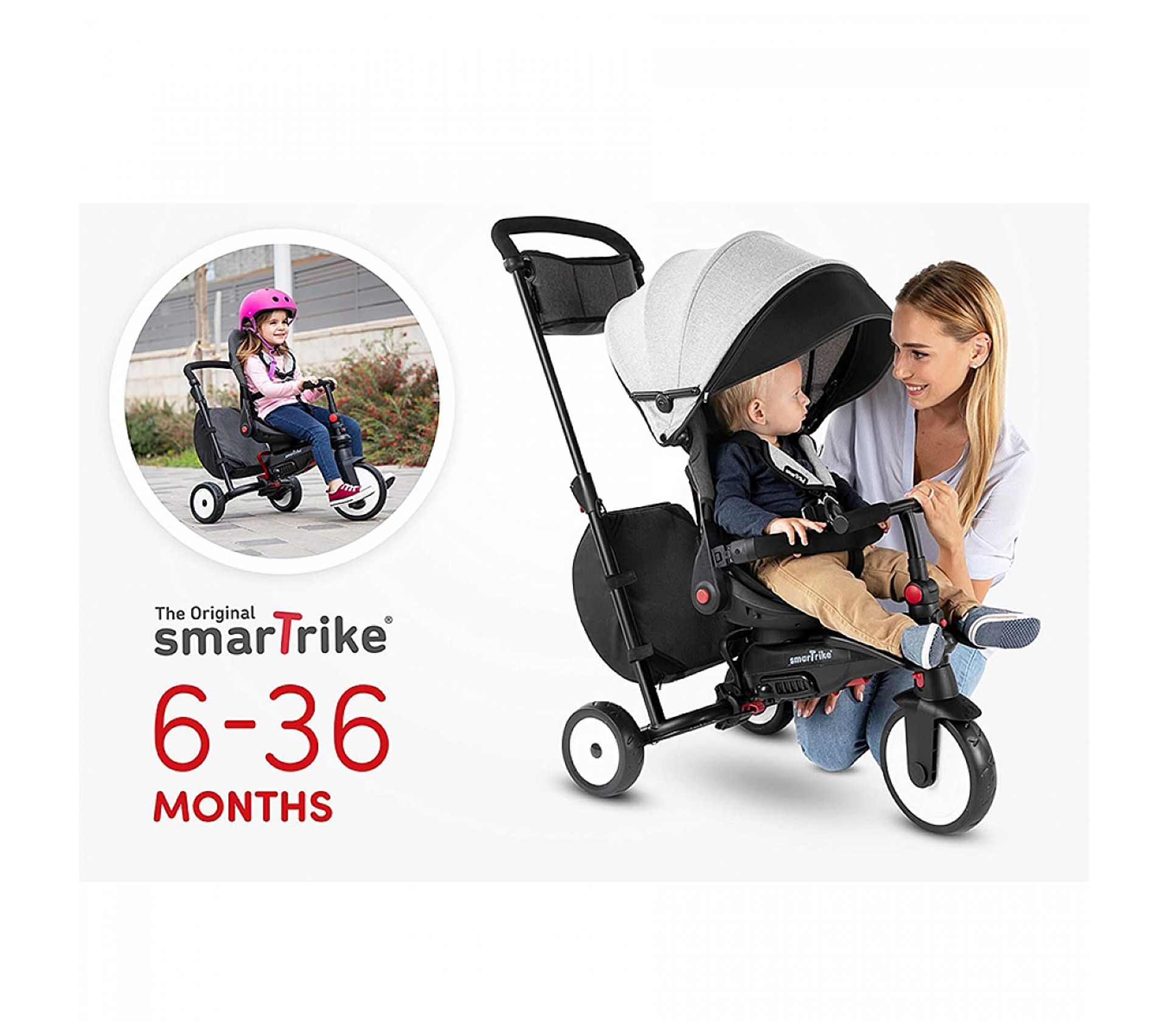 Tricycle Smartrike Pliable Évolutif 7en1 Str7 Vibe Gris Draisienne