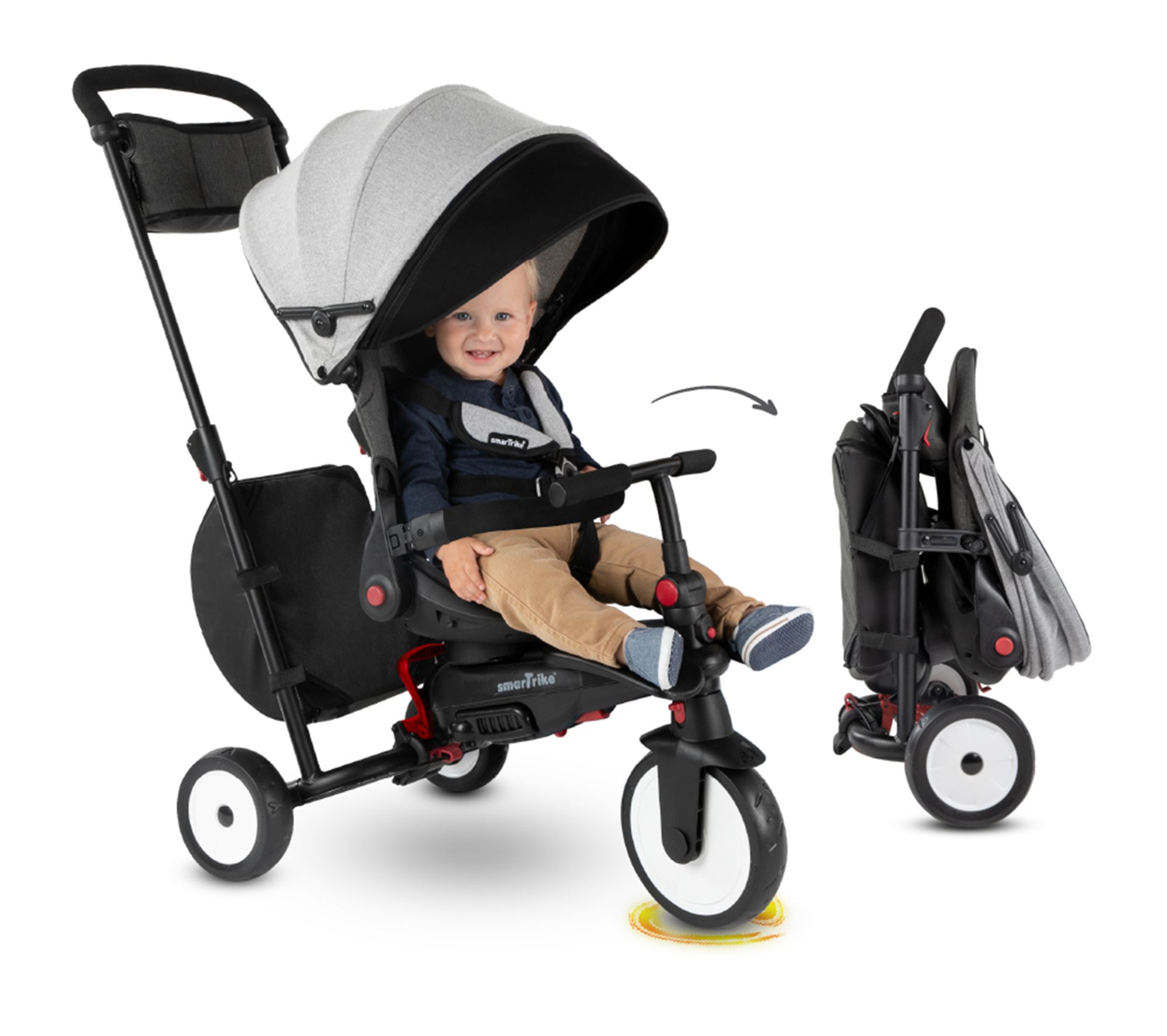 Tricycle Smartrike Pliable Évolutif 7en1 Str7 Vibe Gris Draisienne