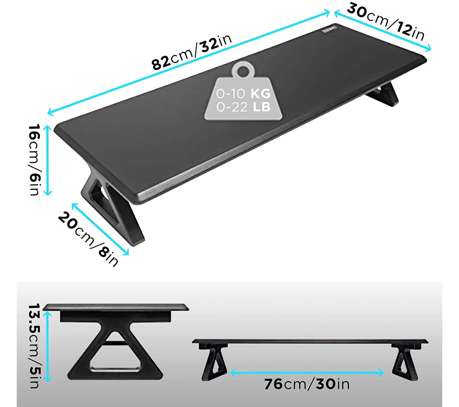 Support Surélevé Pour écran PC – En Acier Carbone, Dimensions 43x27x10 Cm – Avec Rangement Intégré – Pour Bureau Ou Maison
