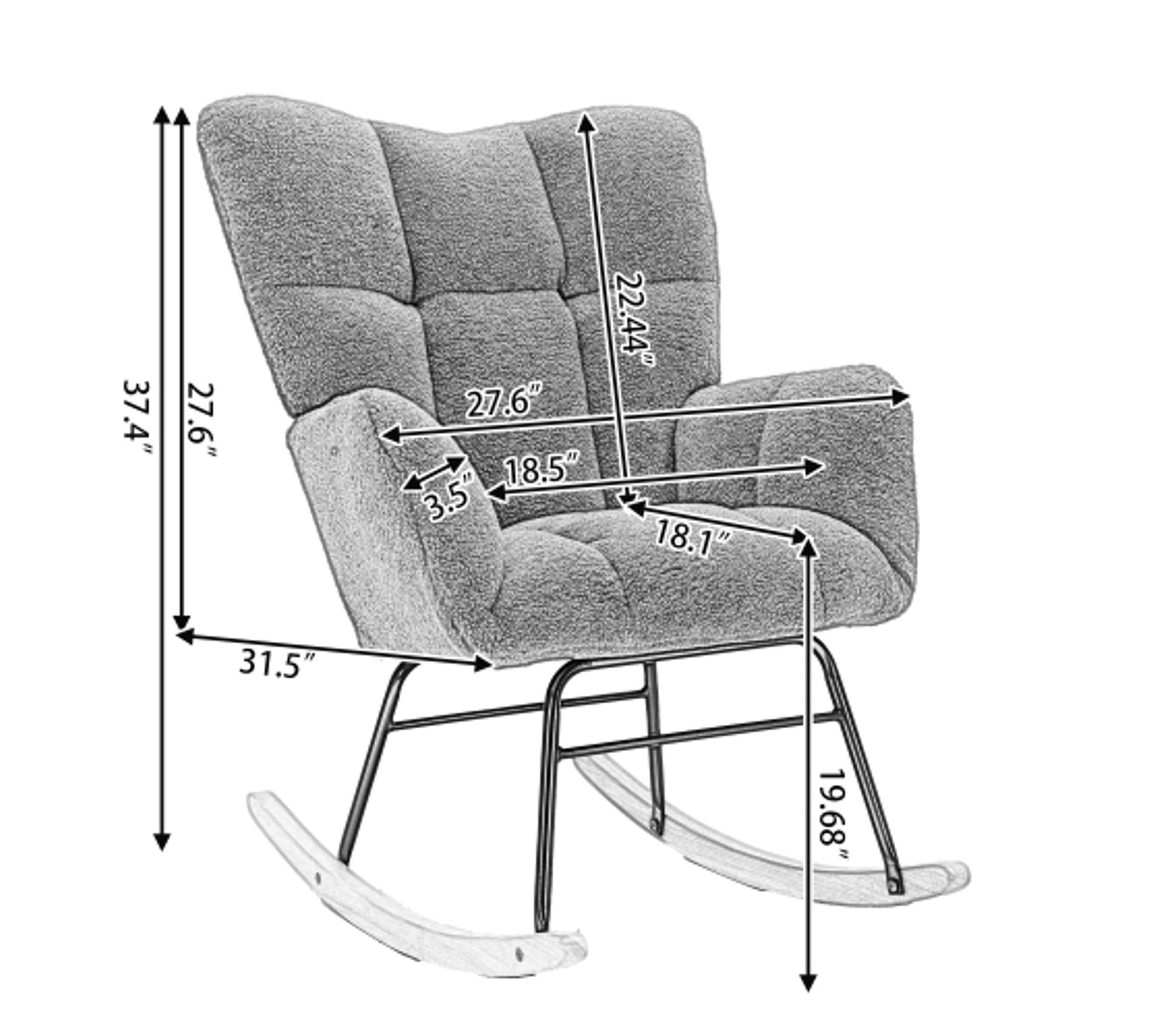 Chaise à Bascule VidaXL - Tissu Polyester Gris Foncé, Cadre Bois/métal - Dimensions 61x78x95 Cm, Charge Max 110 Kg - Pour Salon, Détente, Balançoire Douce