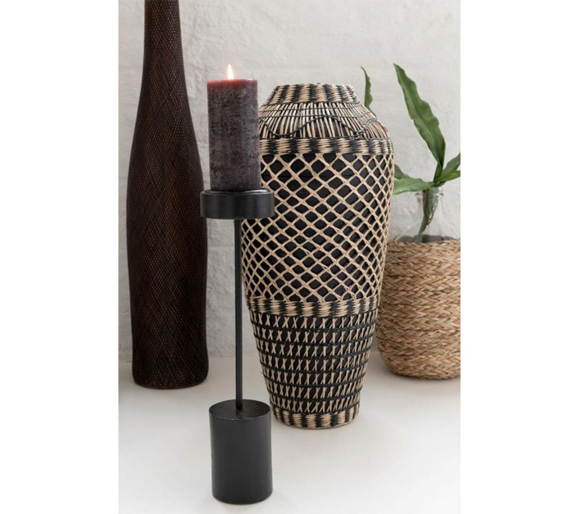 Chandelier Sur Pied En Bois "azete" 90 cm Noir Bougeoir Lanterne BUT