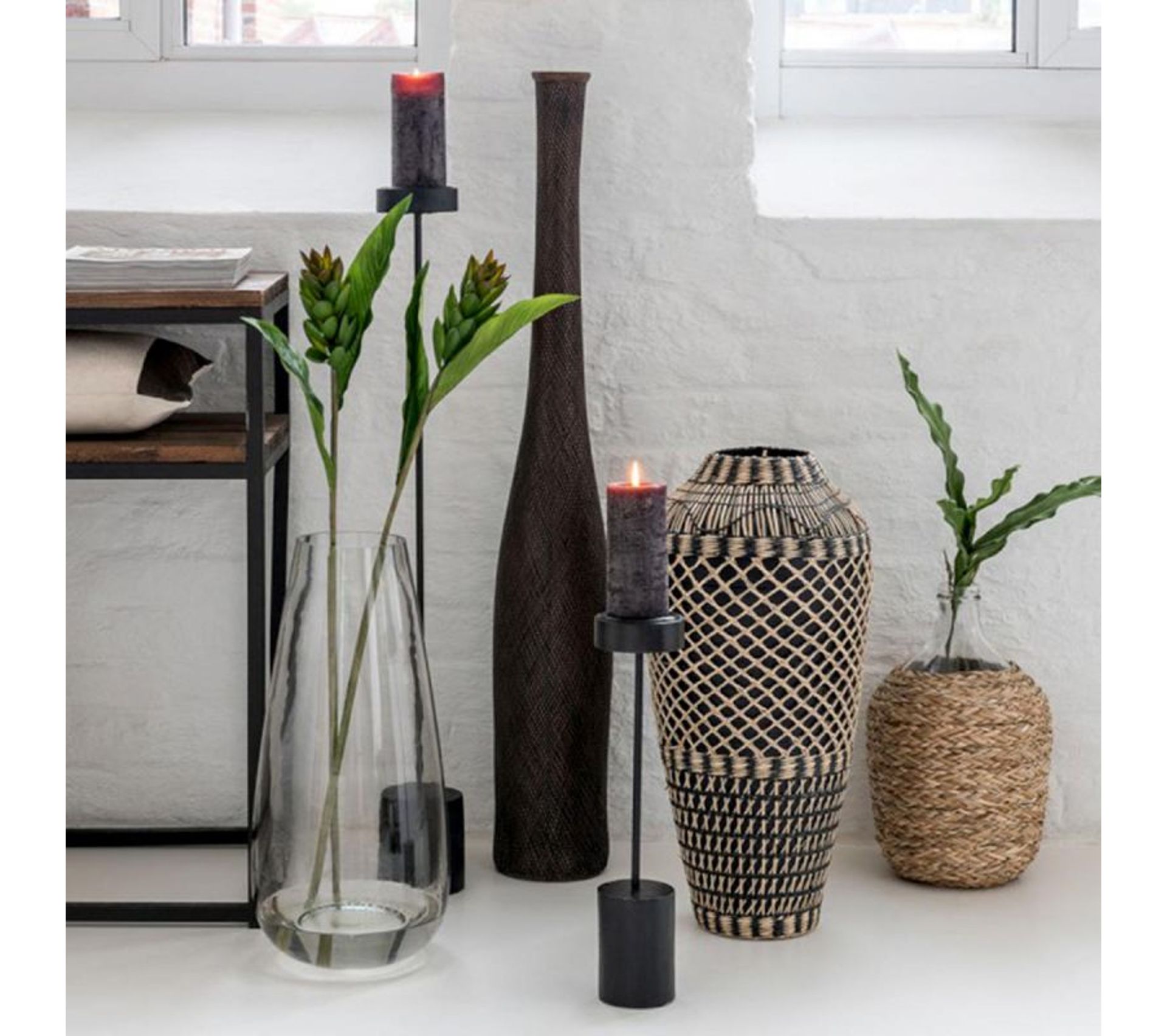 Chandelier Sur Pied En Bois "azete" 90 cm Noir Bougeoir Lanterne BUT