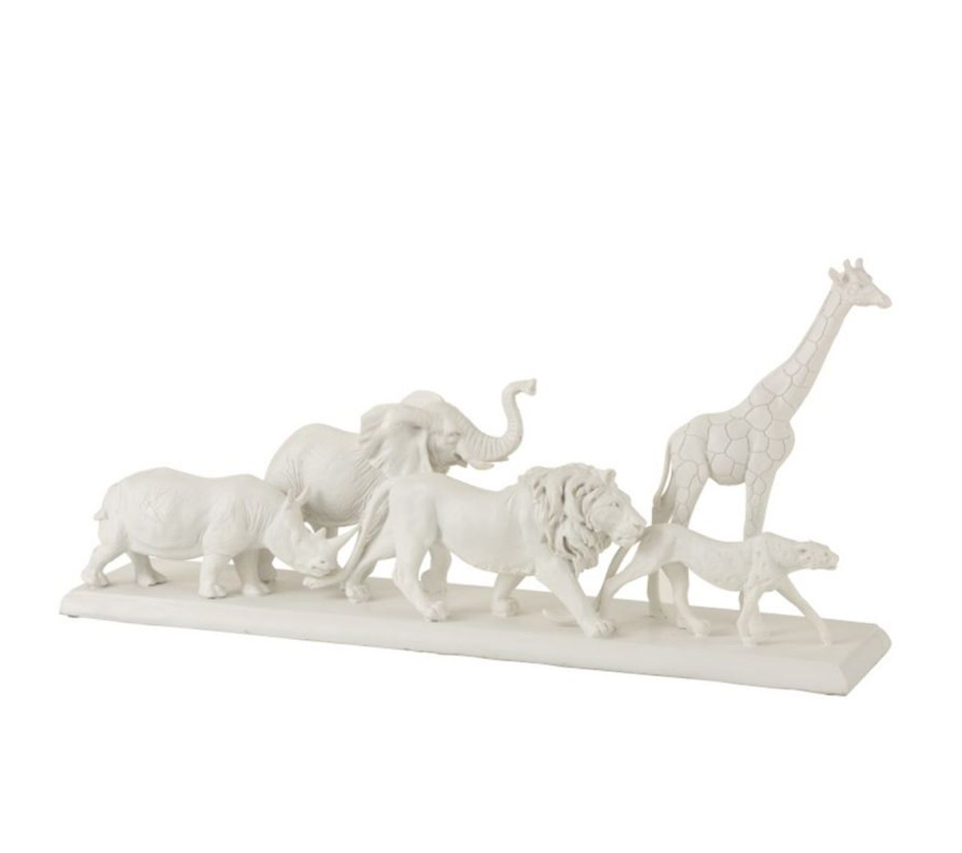 Statue Déco En Résine "animaux Safari" 68cm Blanc Statue Objet à