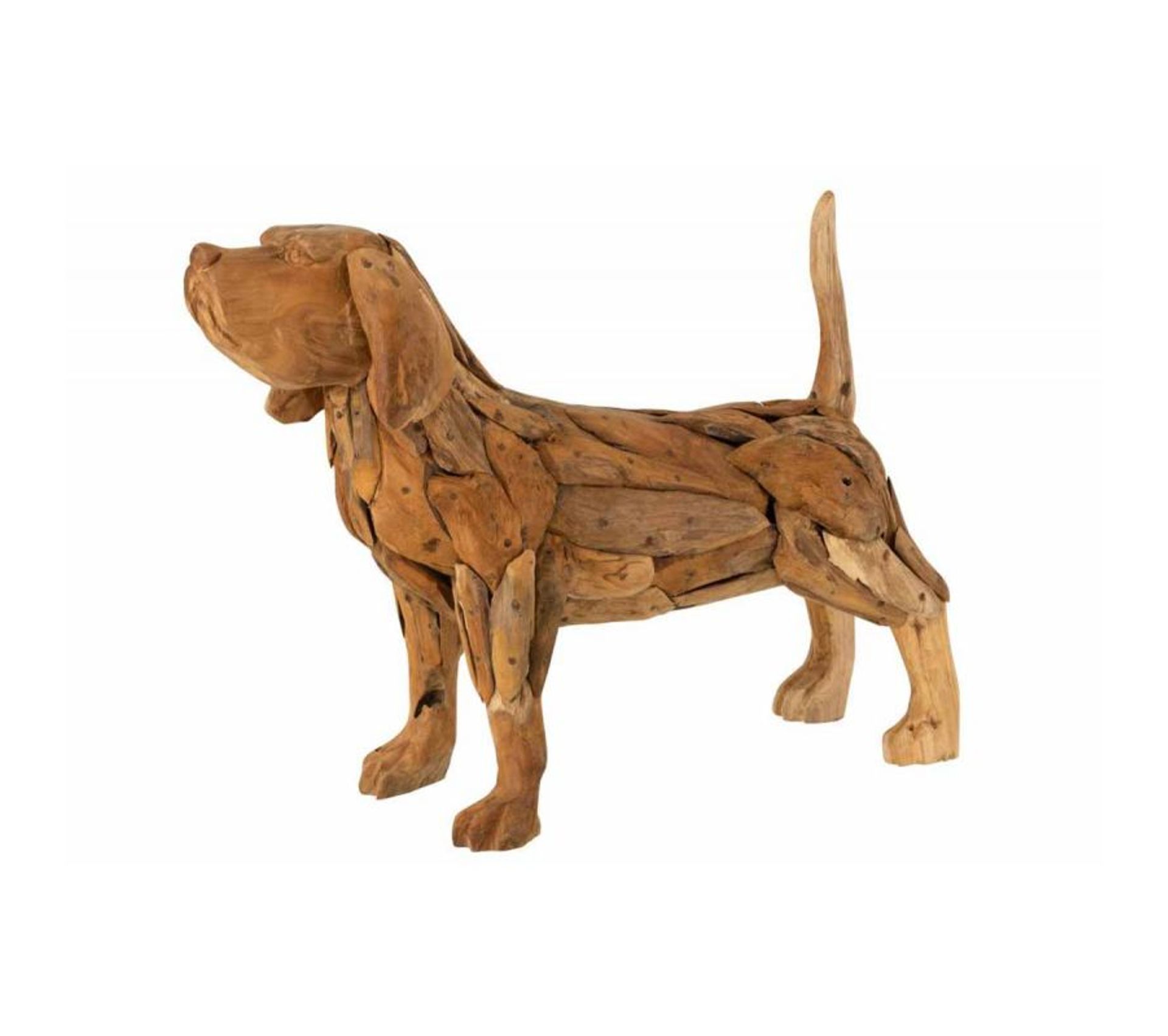 Statue Déco En Bois "chien" 80 cm Naturel Statue Objet à poser BUT