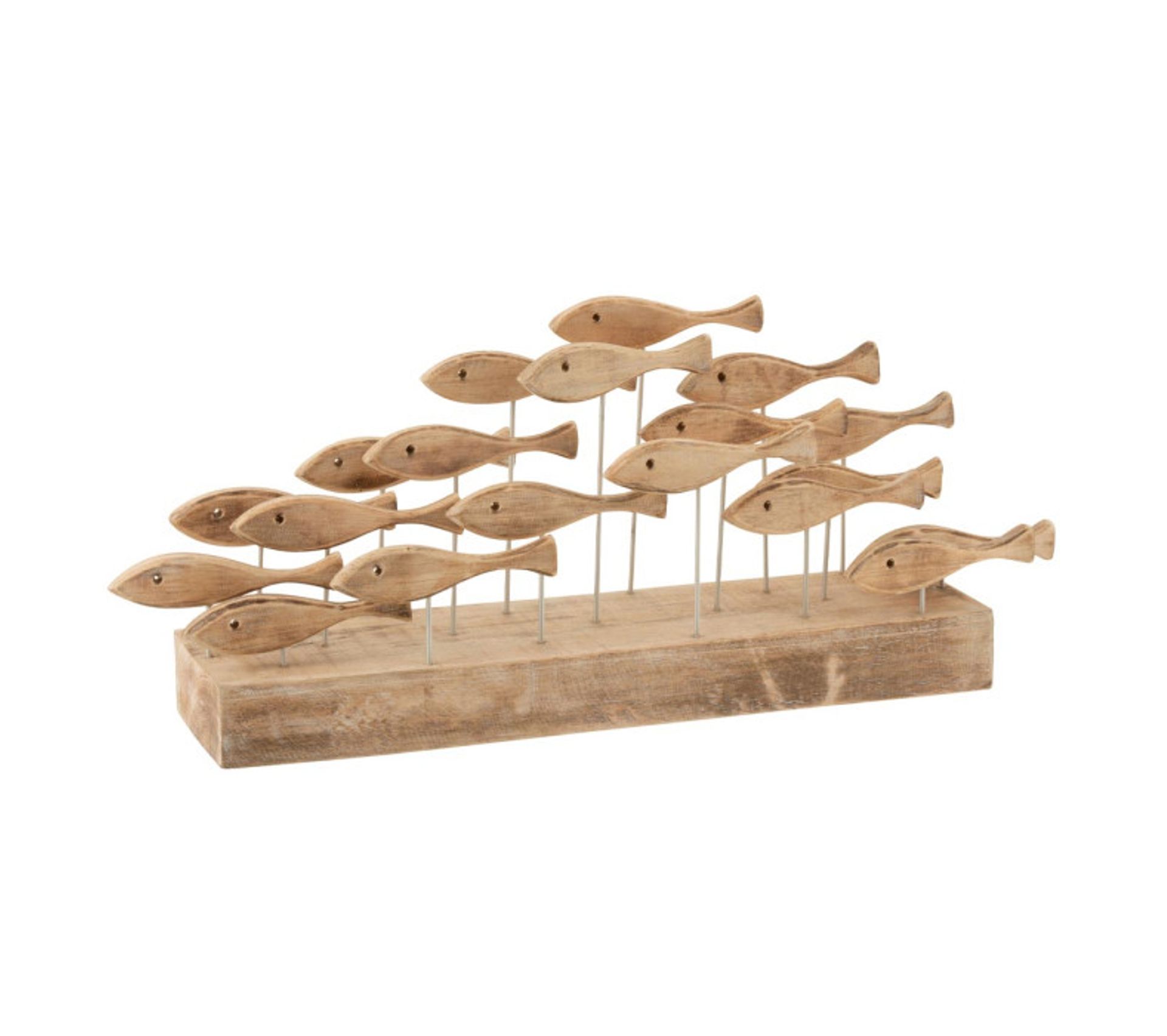 Statue Déco En Bois "19 Poissons" 72cm Naturel Statue Objet à poser BUT