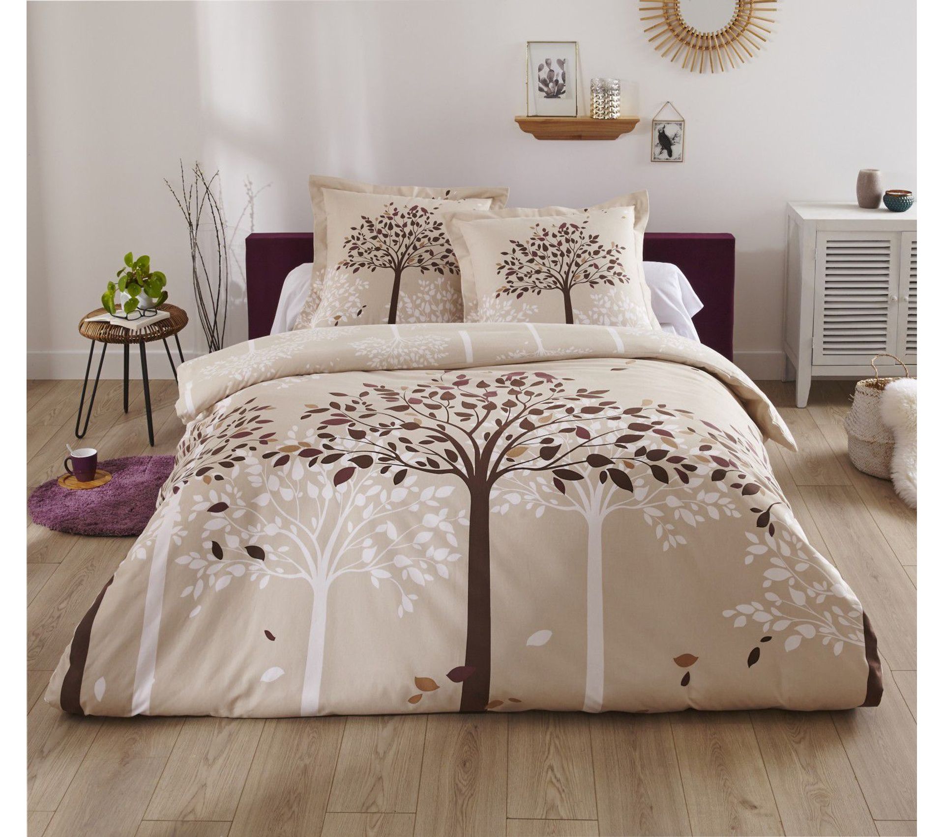 Parure De Lit 3 Pièces Fanny & Céline 100% Coton 80 Fils - Housse 200x200cm + 2 Taies 65x65cm
