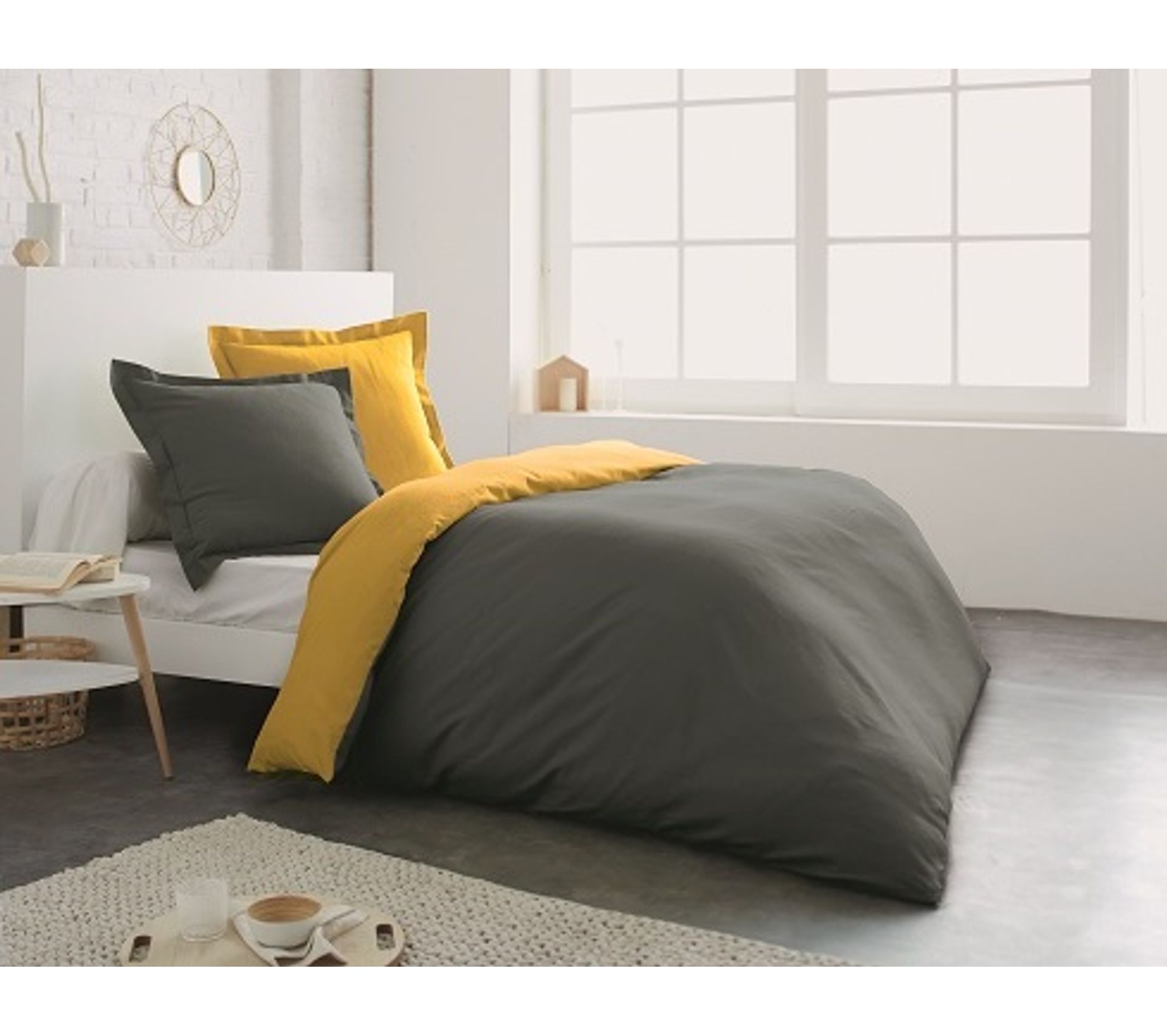 Parure Housse De Couette En Flanelle 100% Coton - Ocre ...