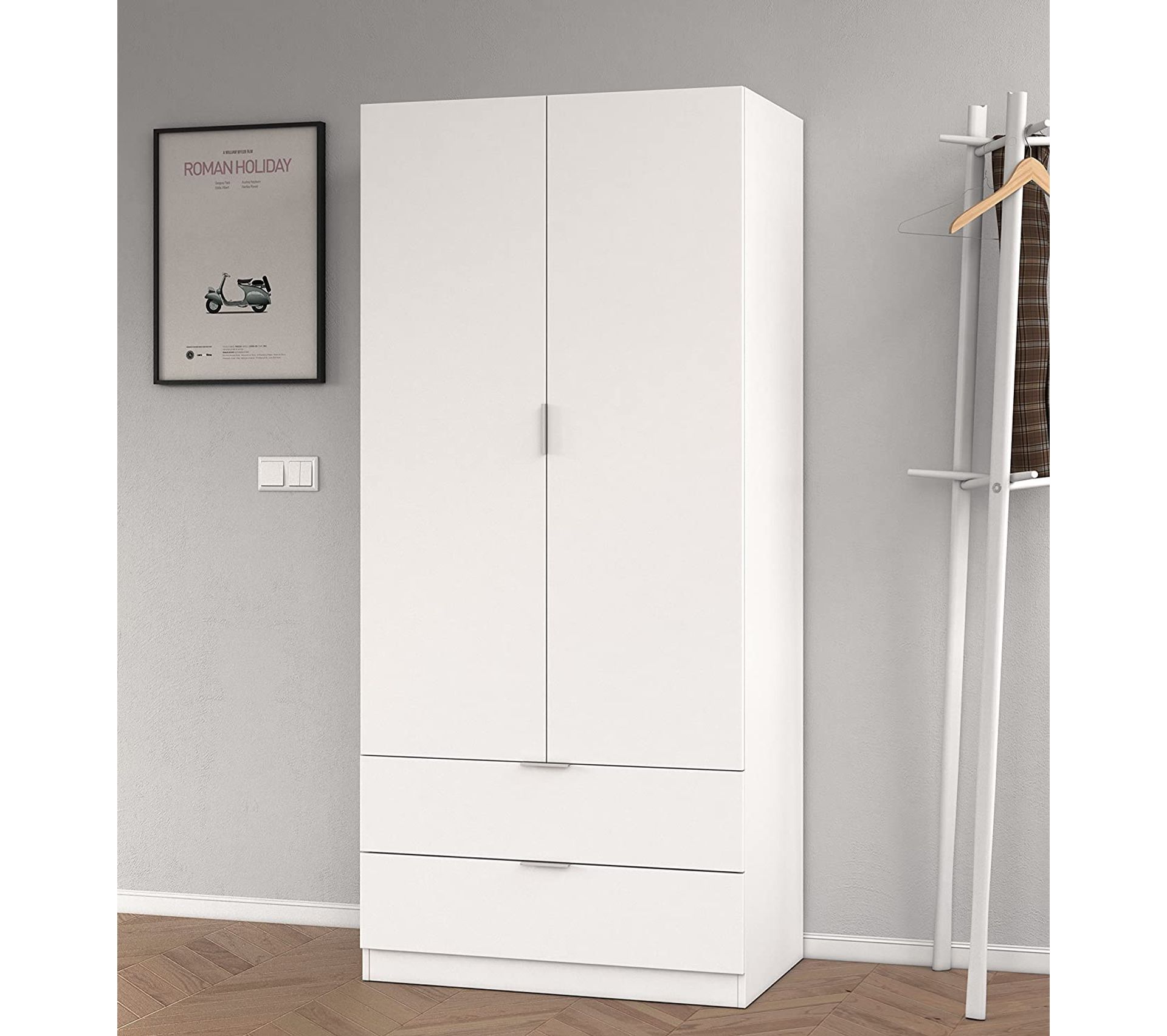 Armoire Penderie 2 Portes Et 2 Tiroirs Armoire BUT