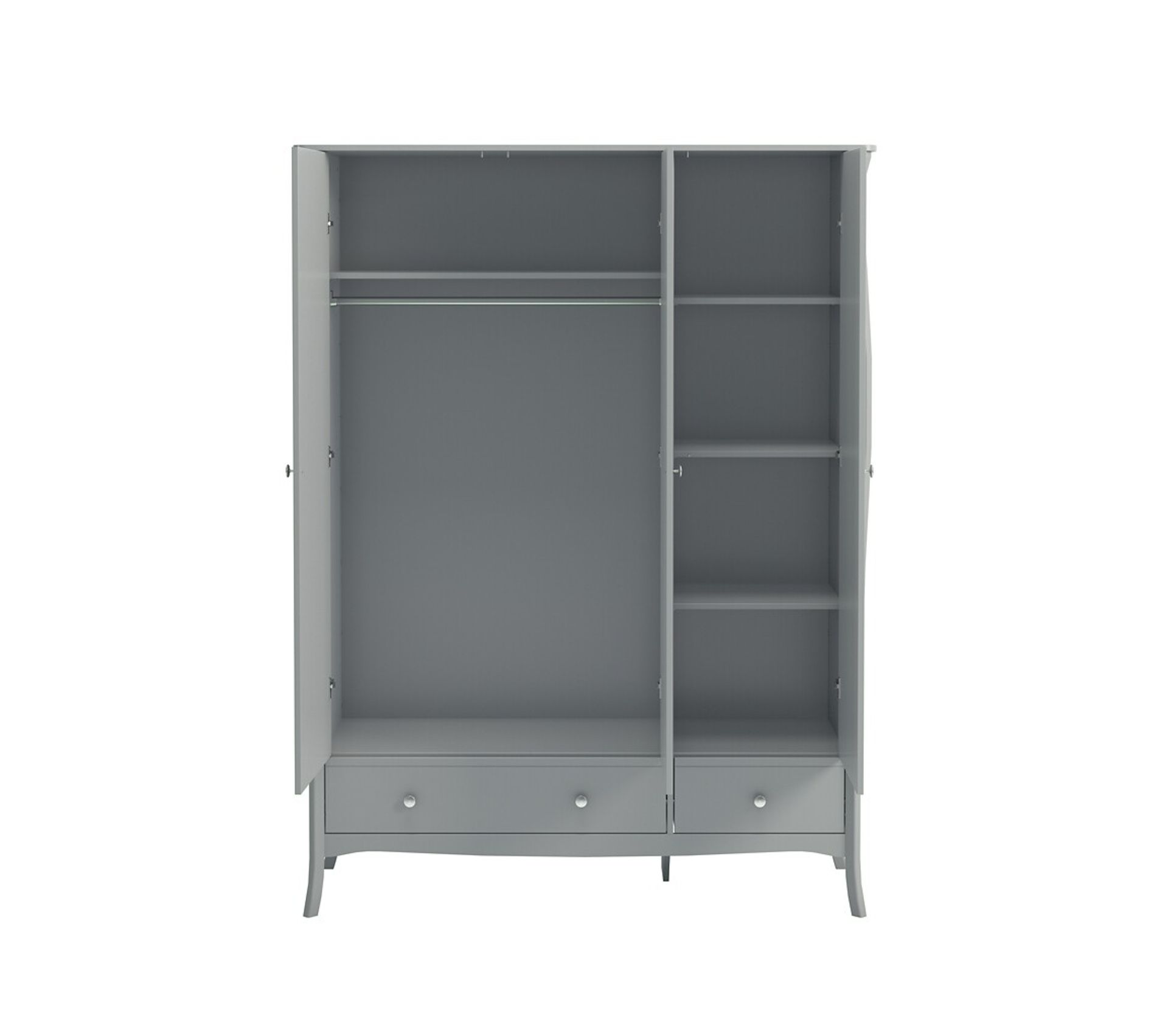Armoire 3 portes 2 tiroirS L.143 cm BARROCO Gris Armoire BUT
