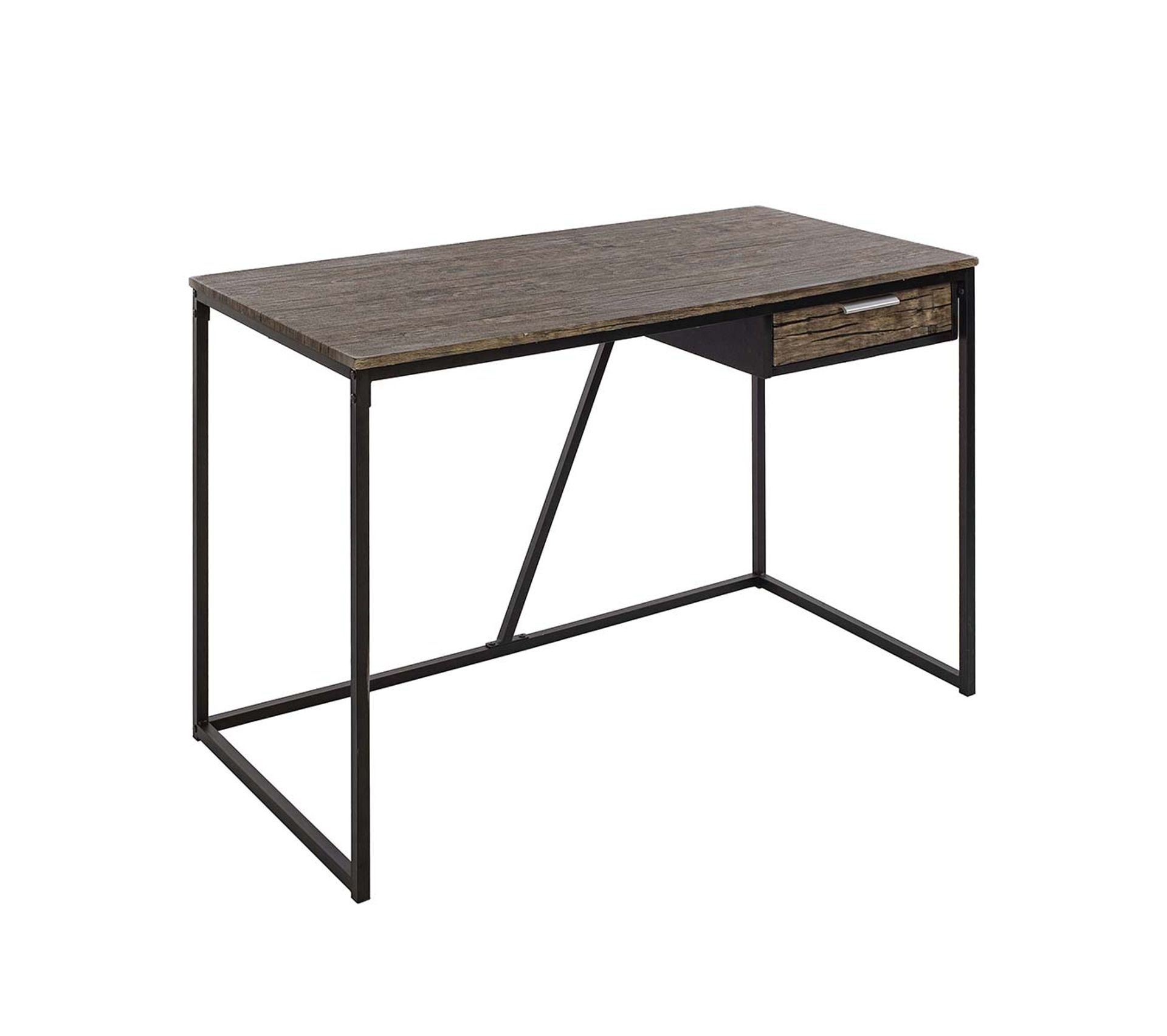 Bureau Noyer Bois Metal Noir Avec Un Tiroir Bureau Secretaire But