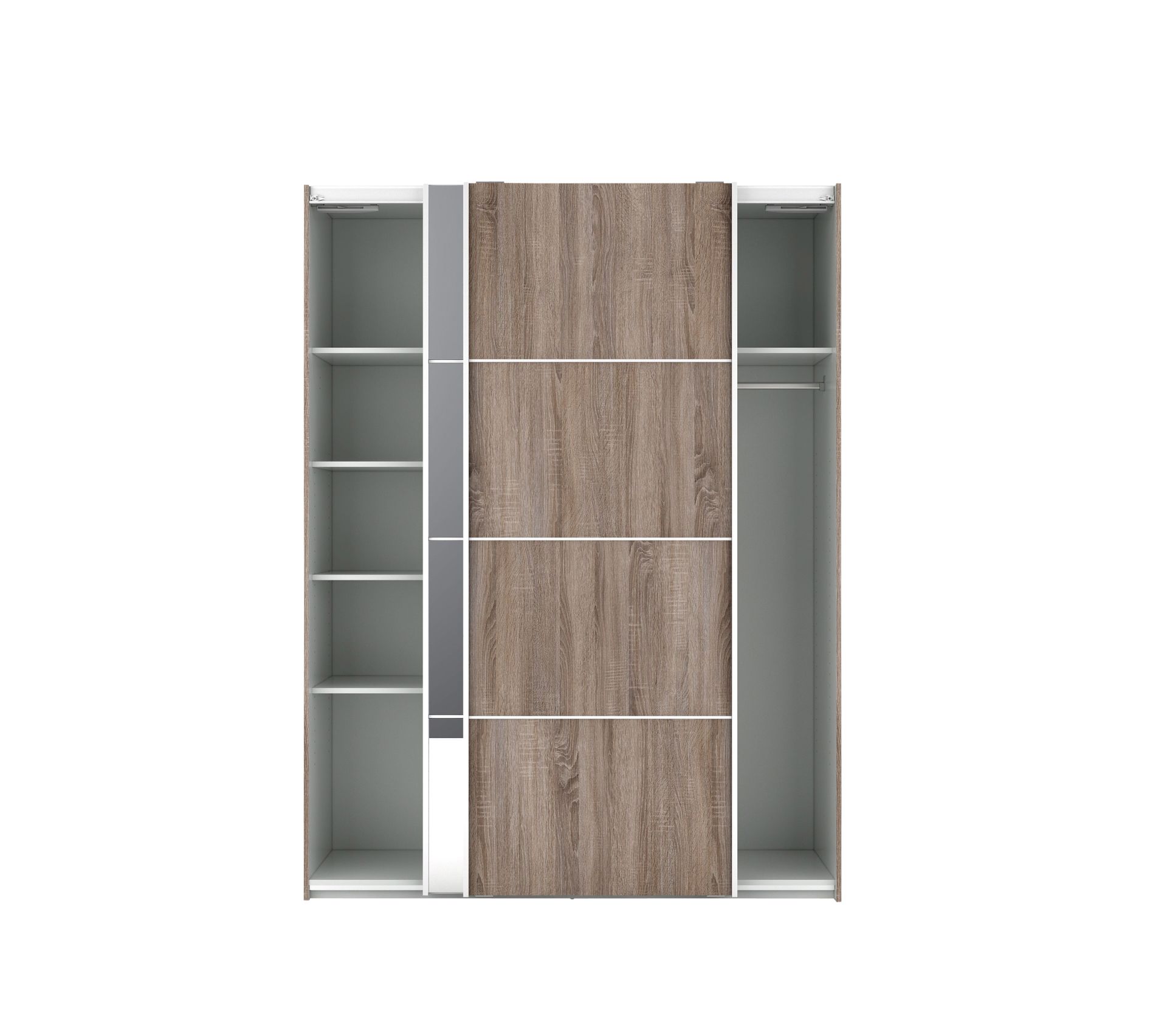 Armoire 2 portes coulissantes L.150 cm GLASS imitation chêne gris