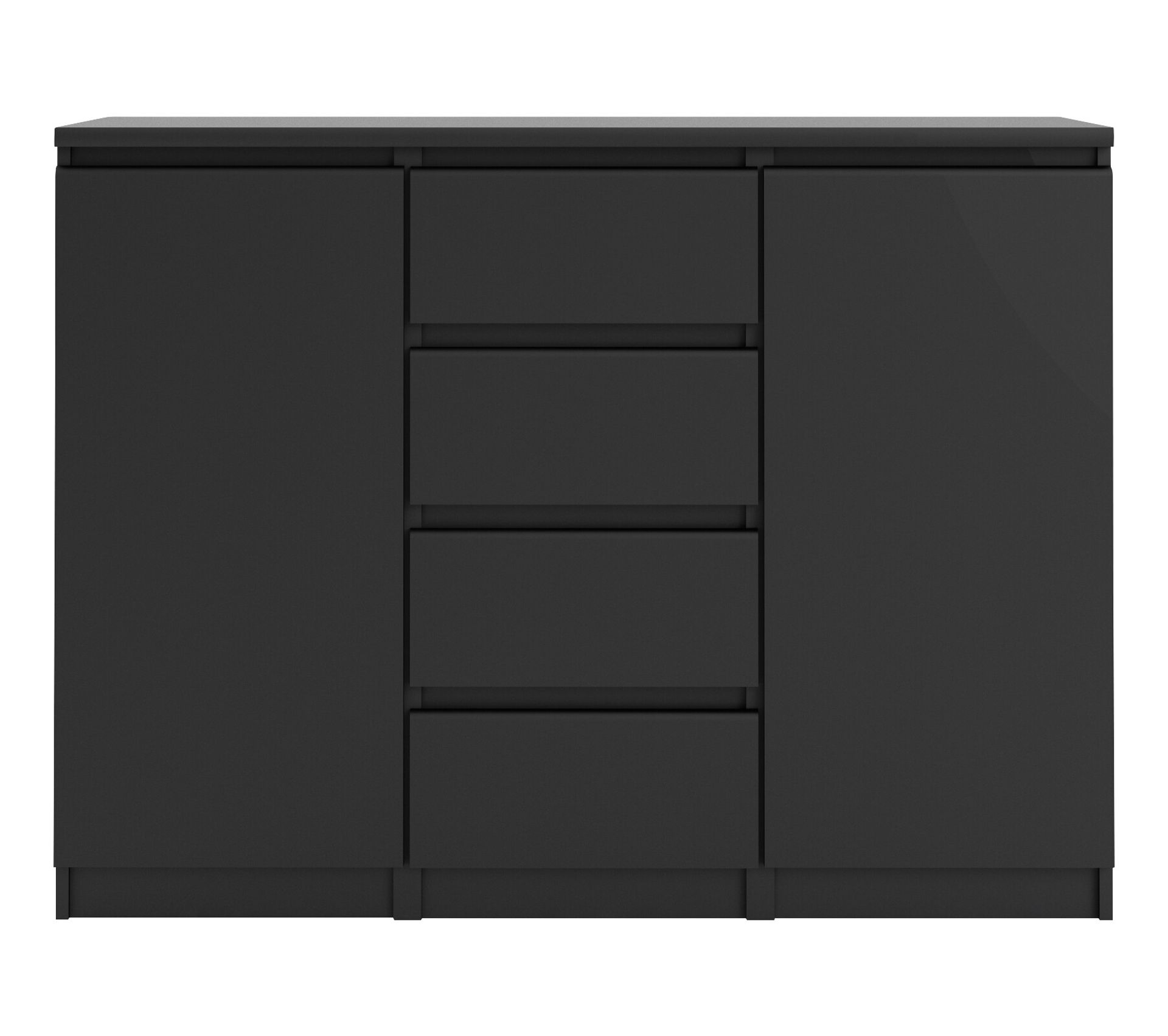 Rangement 2 portes 4 tiroirs BEST LAK noir mat Buffet BUT