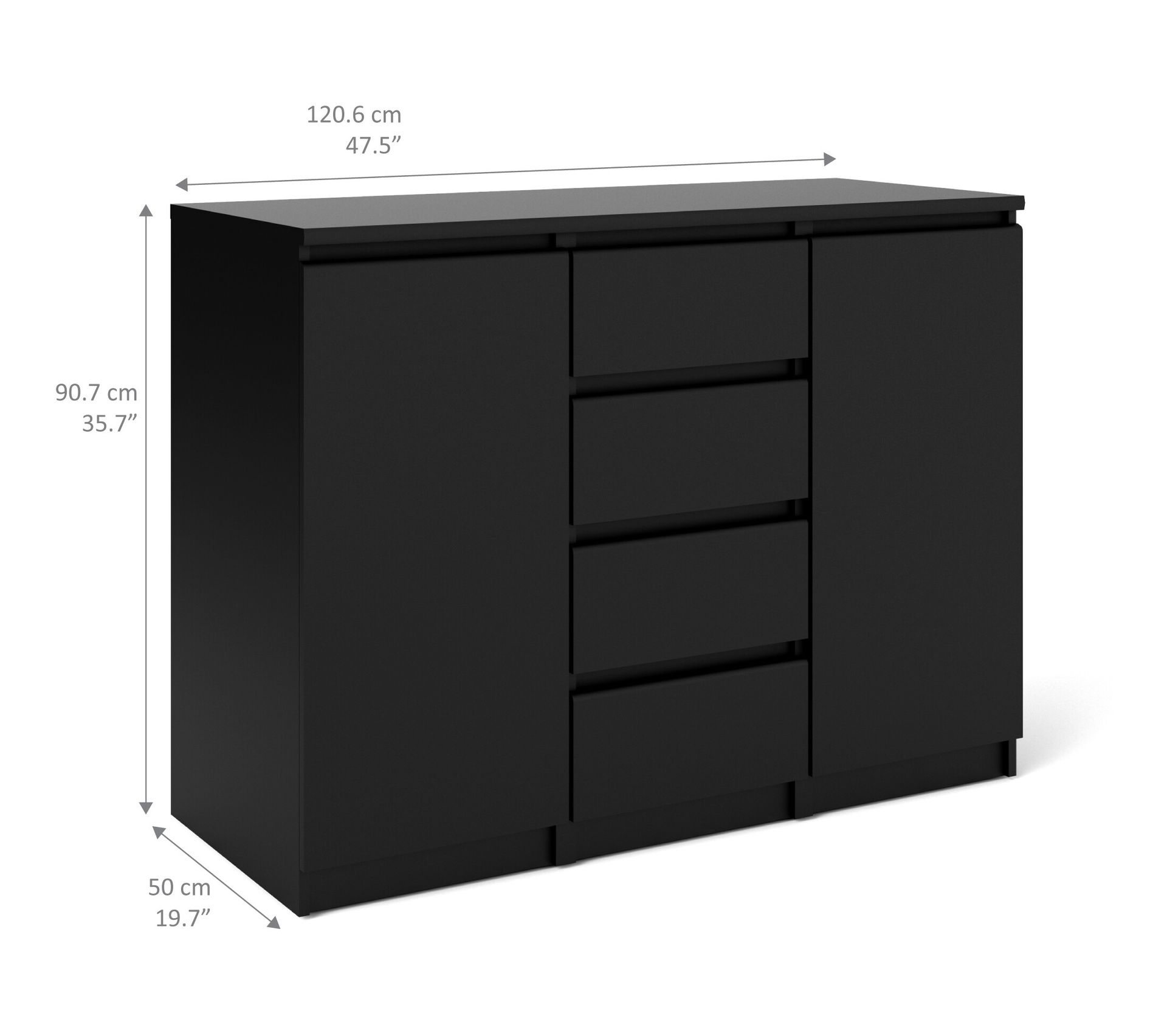 Rangement 2 portes 4 tiroirs BEST LAK noir mat Buffet BUT