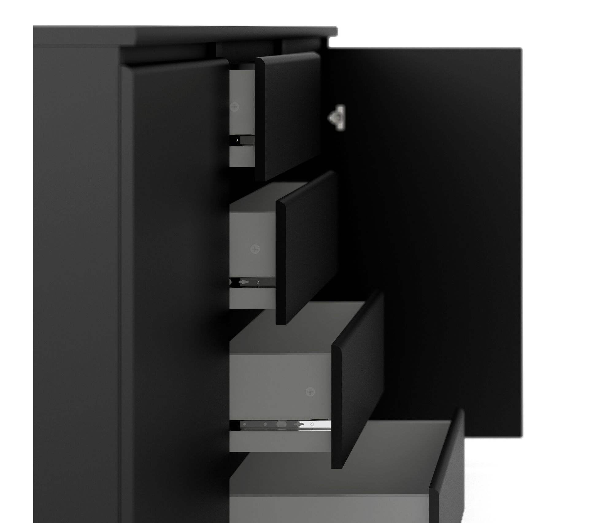 Rangement 2 portes 4 tiroirs BEST LAK noir mat Buffet BUT