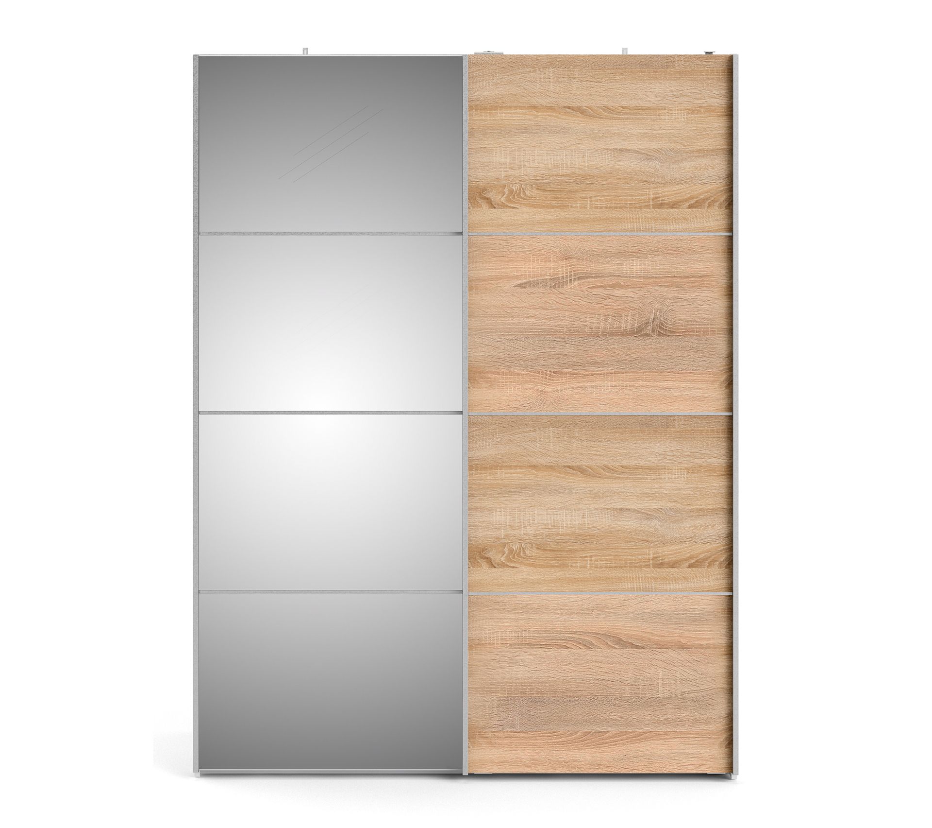 Armoire 2 portes coulissantes L.150 cm GLASS blanc et imitation chêne Armoire BUT