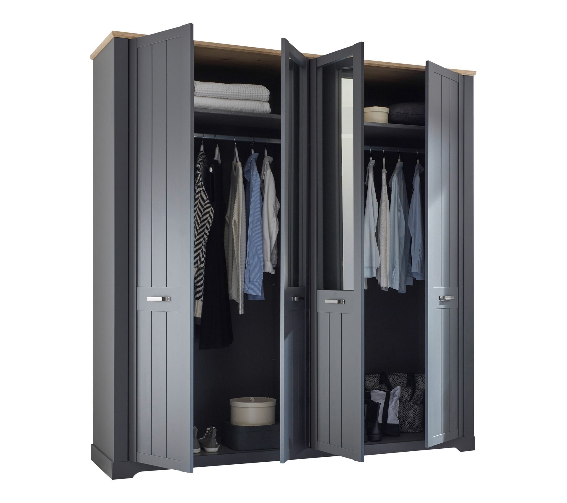 Armoire 4 portes L.220 cm HENLEY anthracite Armoire BUT
