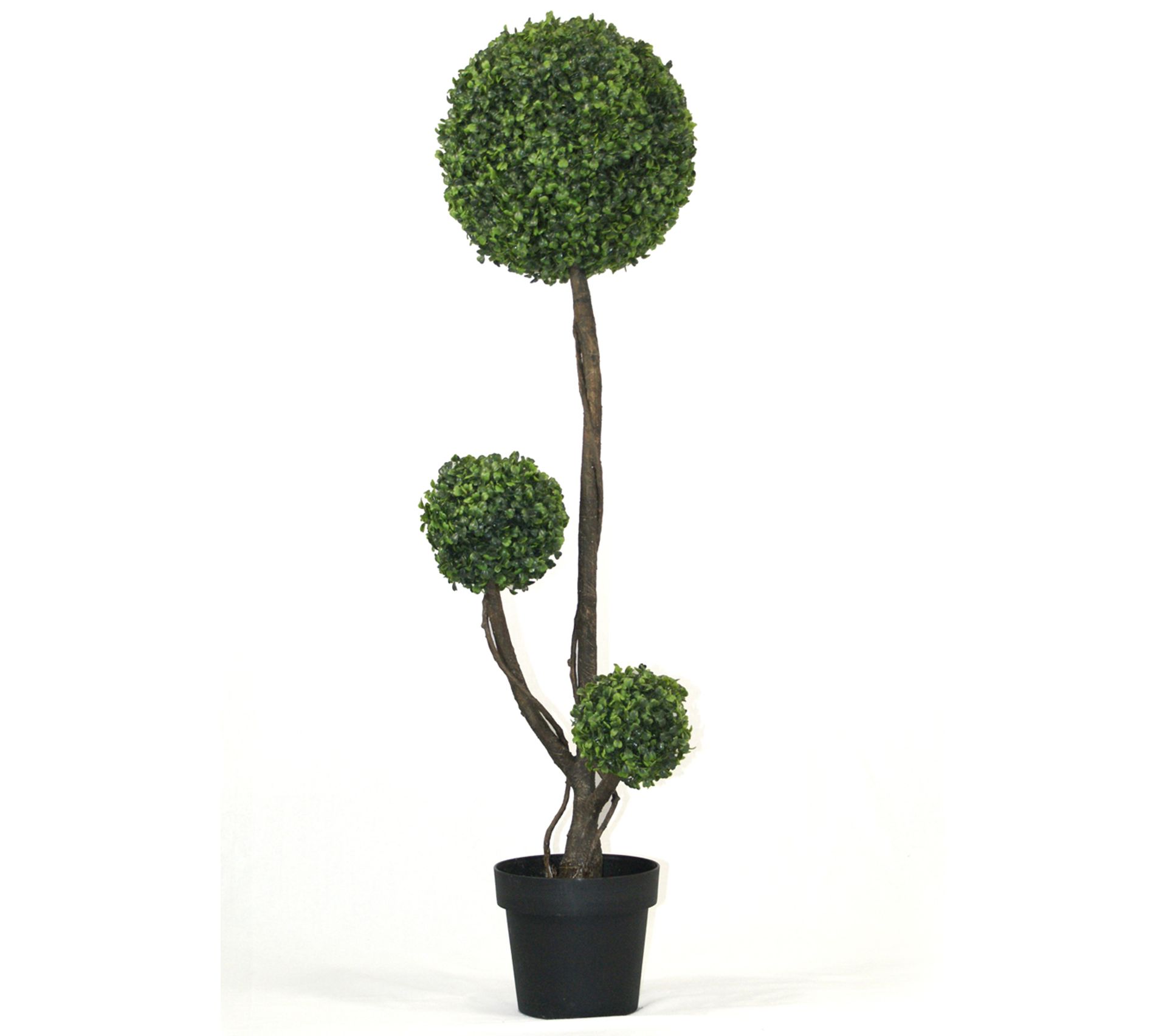 Arbre Artificiel Buis 3 Boules - 110cm - Pot Inclus - Intérieur/extérieur - Vert - Aucun Montage