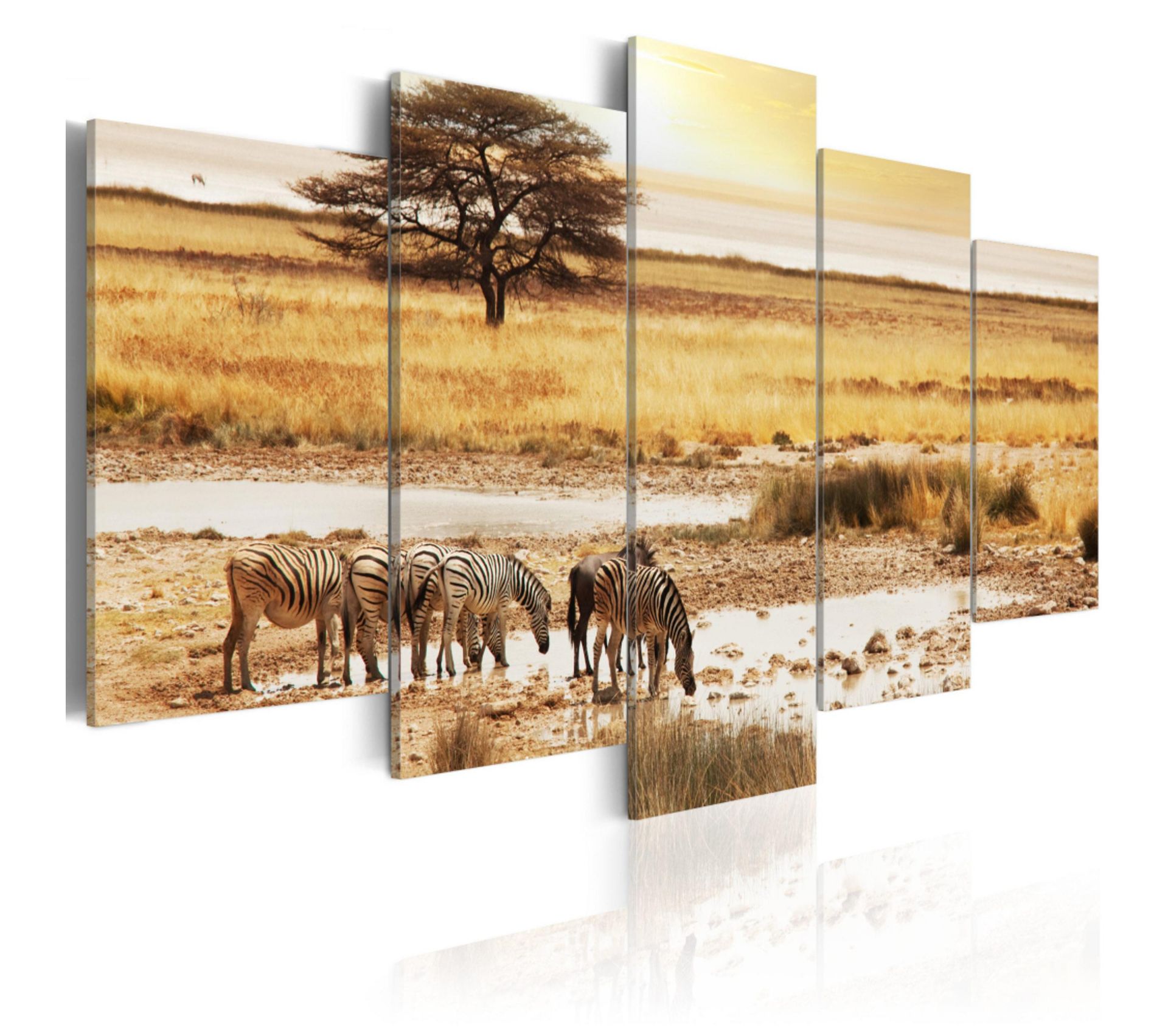 Tableau - Zèbres Dans La Savane 100x50 - Tableau - Toile BUT