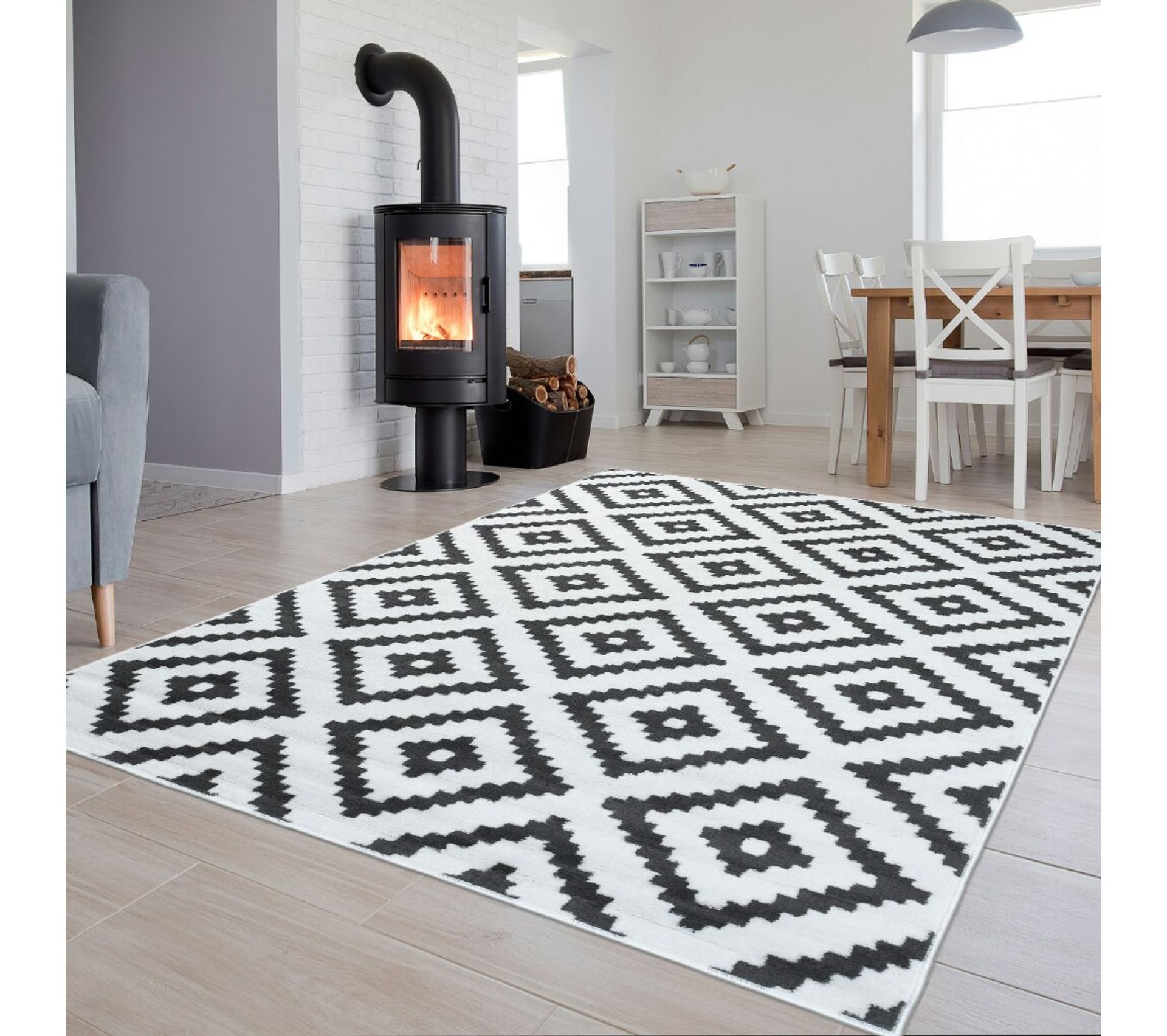 Tapis De Enfant Luxe Moderne Géométrique, Tapis Avec Dos En Caoutchouc Antidérapant, Forêt De
